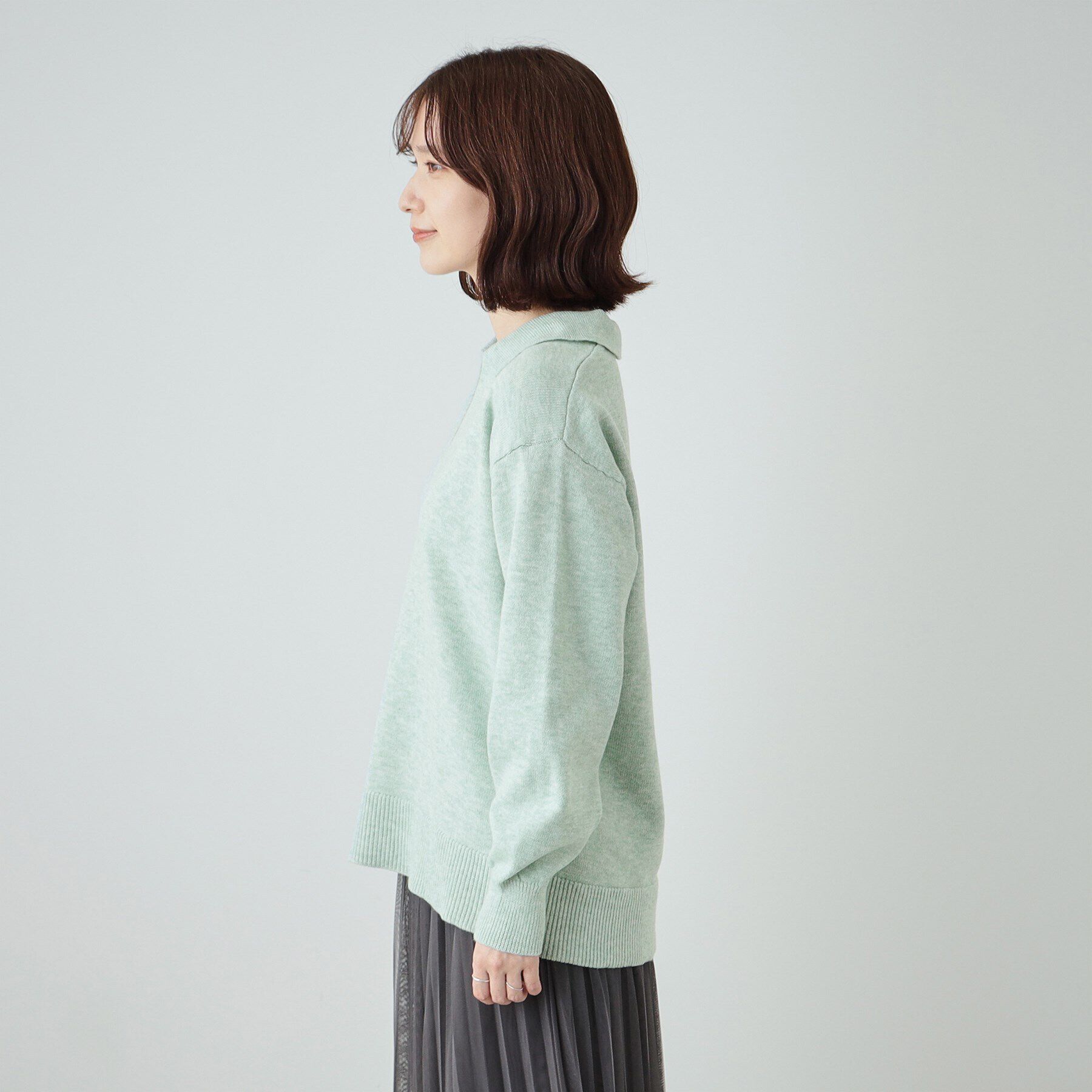 SHOO･LA･RUE「【S－LL】スキッパー衿付きニット」|ニット・セーター|