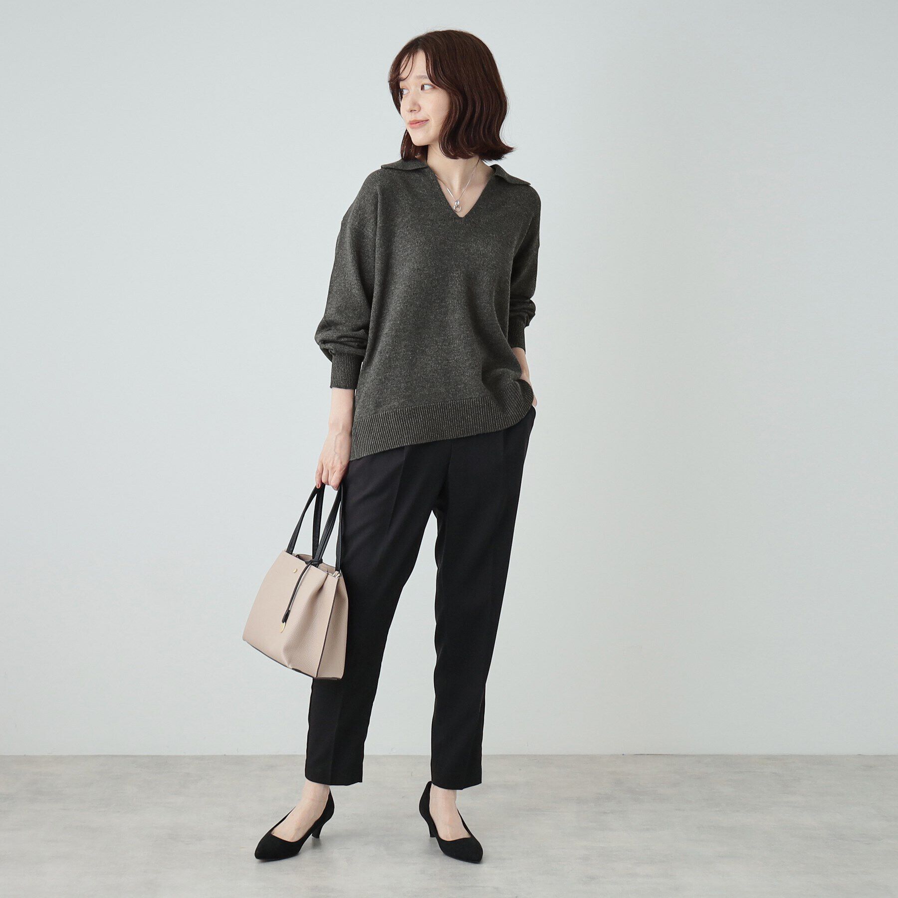 SHOO･LA･RUE「【S－LL】スキッパー衿付きニット」|ニット・セーター|