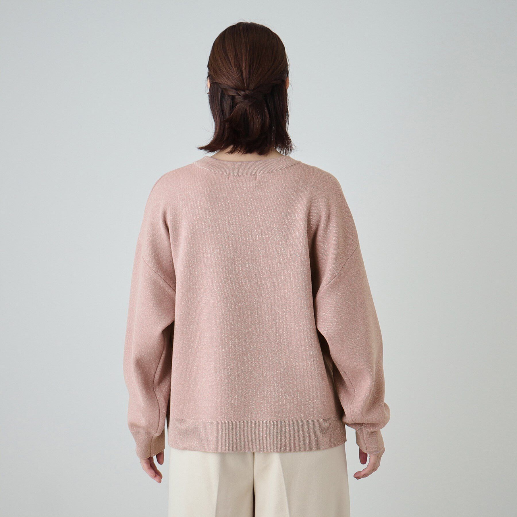 SHOO･LA･RUE「【洗える/S-LL】シンプルながら華やか ラメ入りスウェットライクニット」|ニット・セーター|