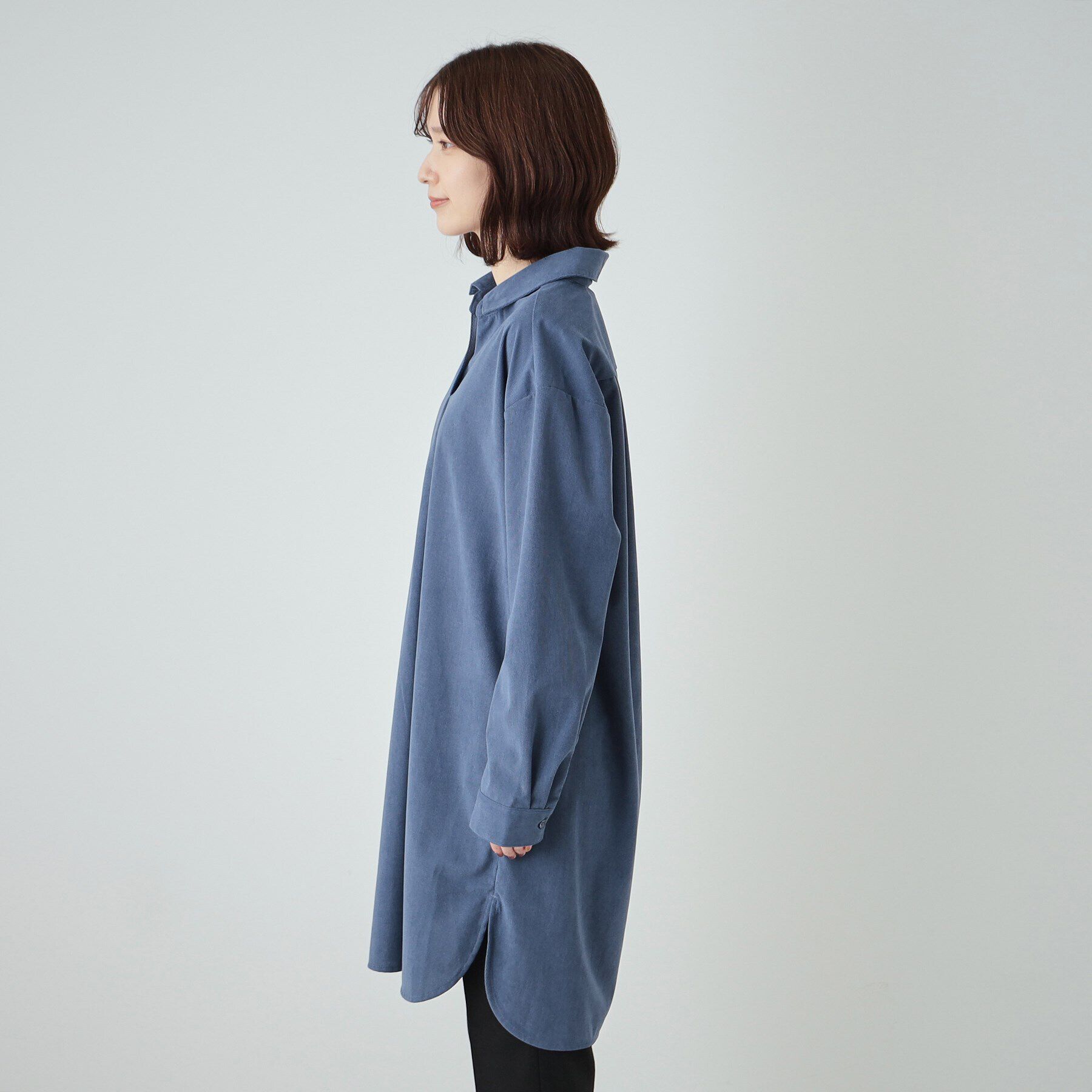 SHOO･LA･RUE「【洗える/S-LL/体型カバー】大人の上品カジュアル コーデュロイ スキッパーチュニック」|チュニック|