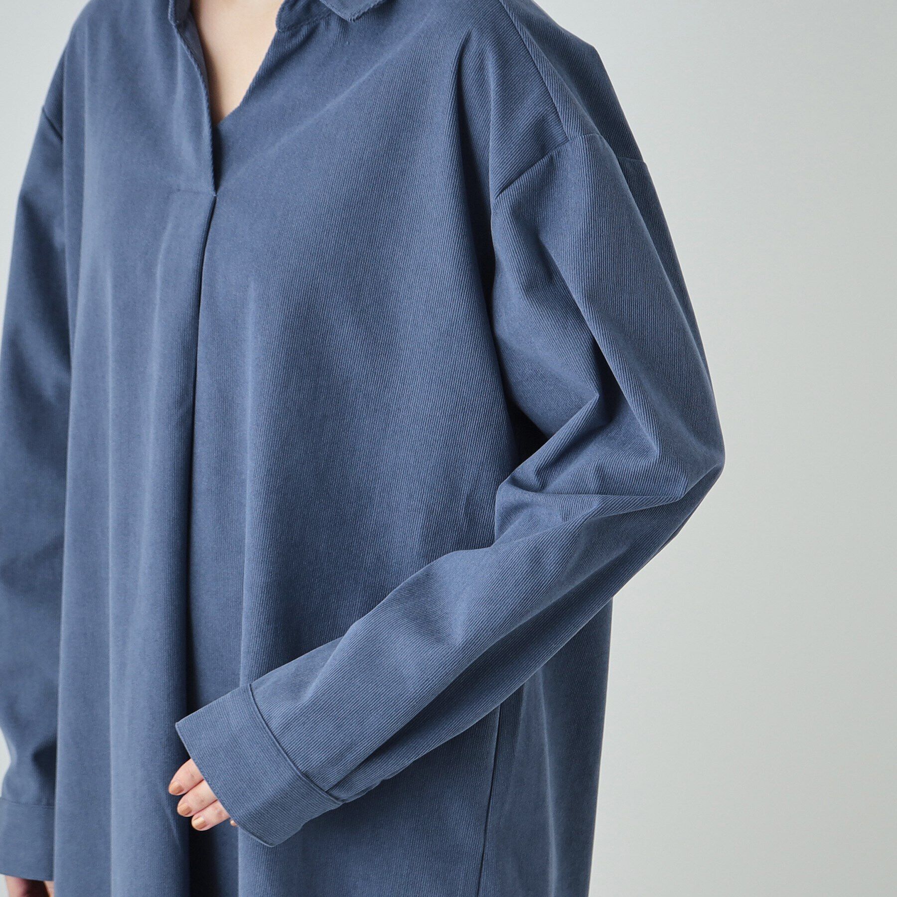SHOO･LA･RUE「【洗える/S-LL/体型カバー】大人の上品カジュアル コーデュロイ スキッパーチュニック」|チュニック|