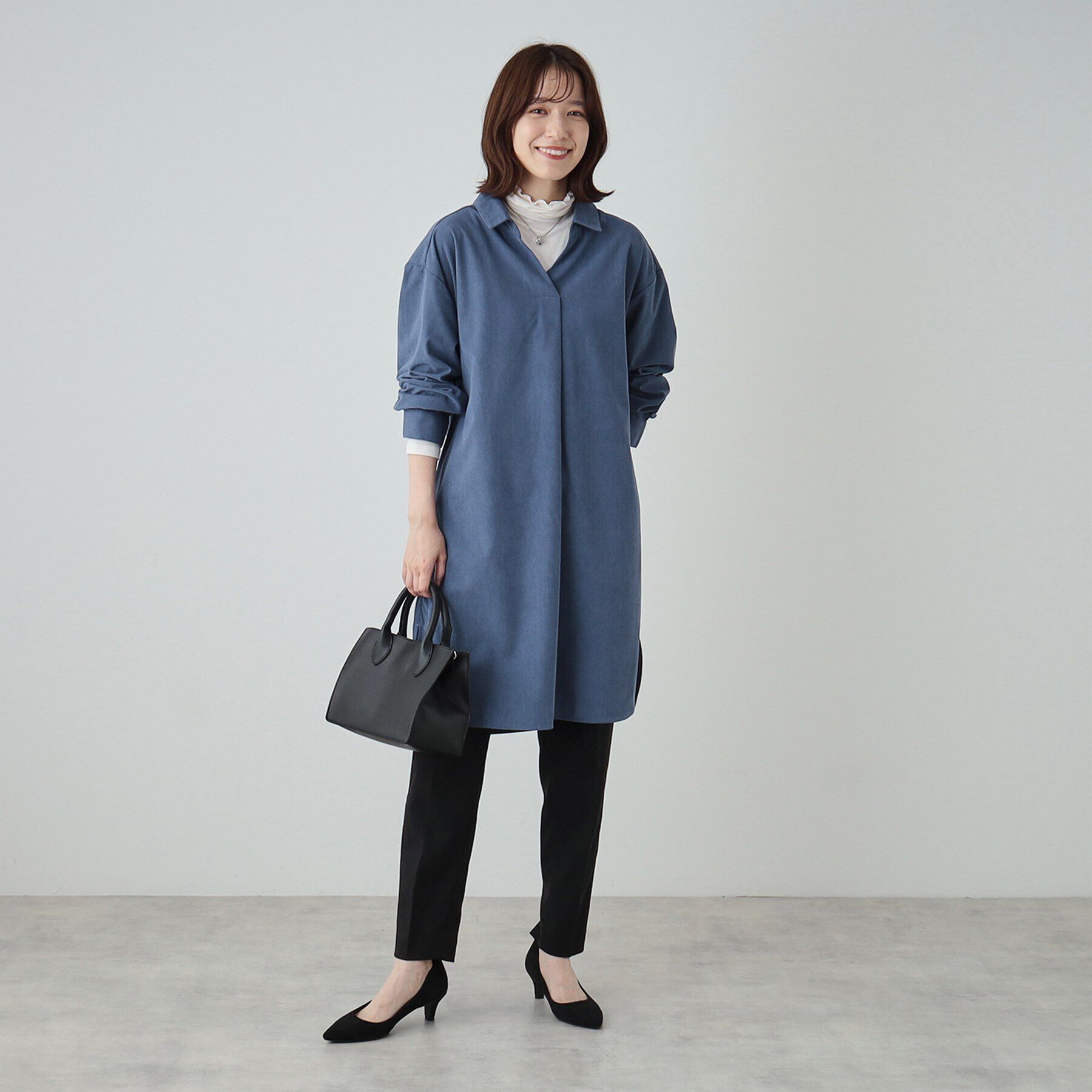 SHOO･LA･RUE「【洗える/S-LL/体型カバー】大人の上品カジュアル コーデュロイ スキッパーチュニック」|チュニック|