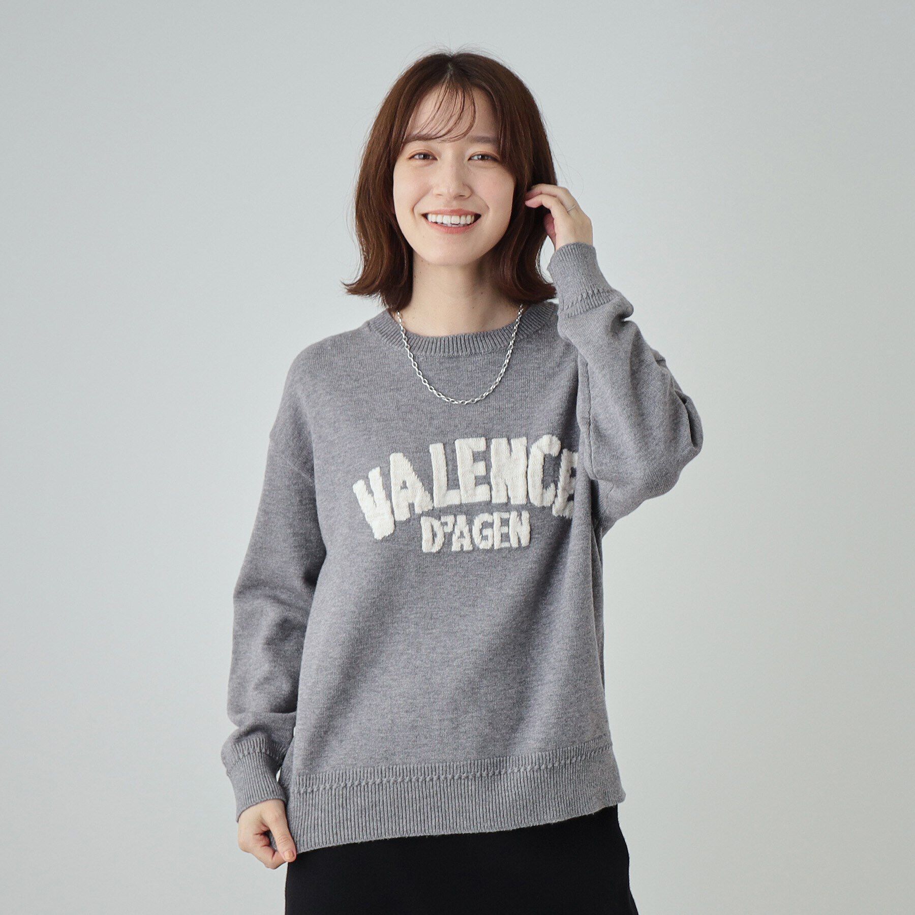 SHOO･LA･RUE「【静電気軽減/洗える/S-LL】もちもち ふっくらロゴニット」|ニット・セーター|