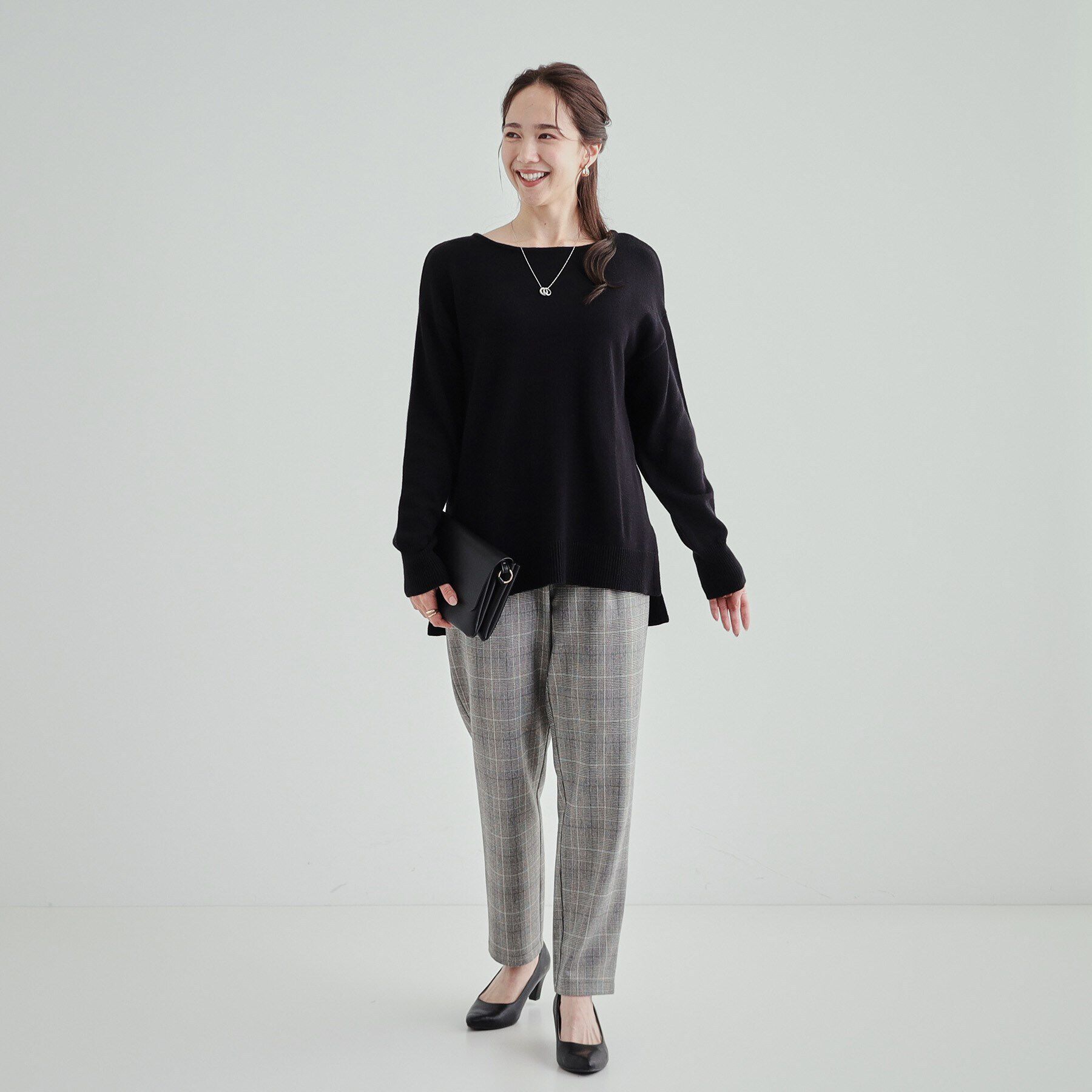 SHOO･LA･RUE「【S-LL/洗える/静電気軽減】アウトでも決まる もちもち ボートネック風ニット」|ニット・セーター|