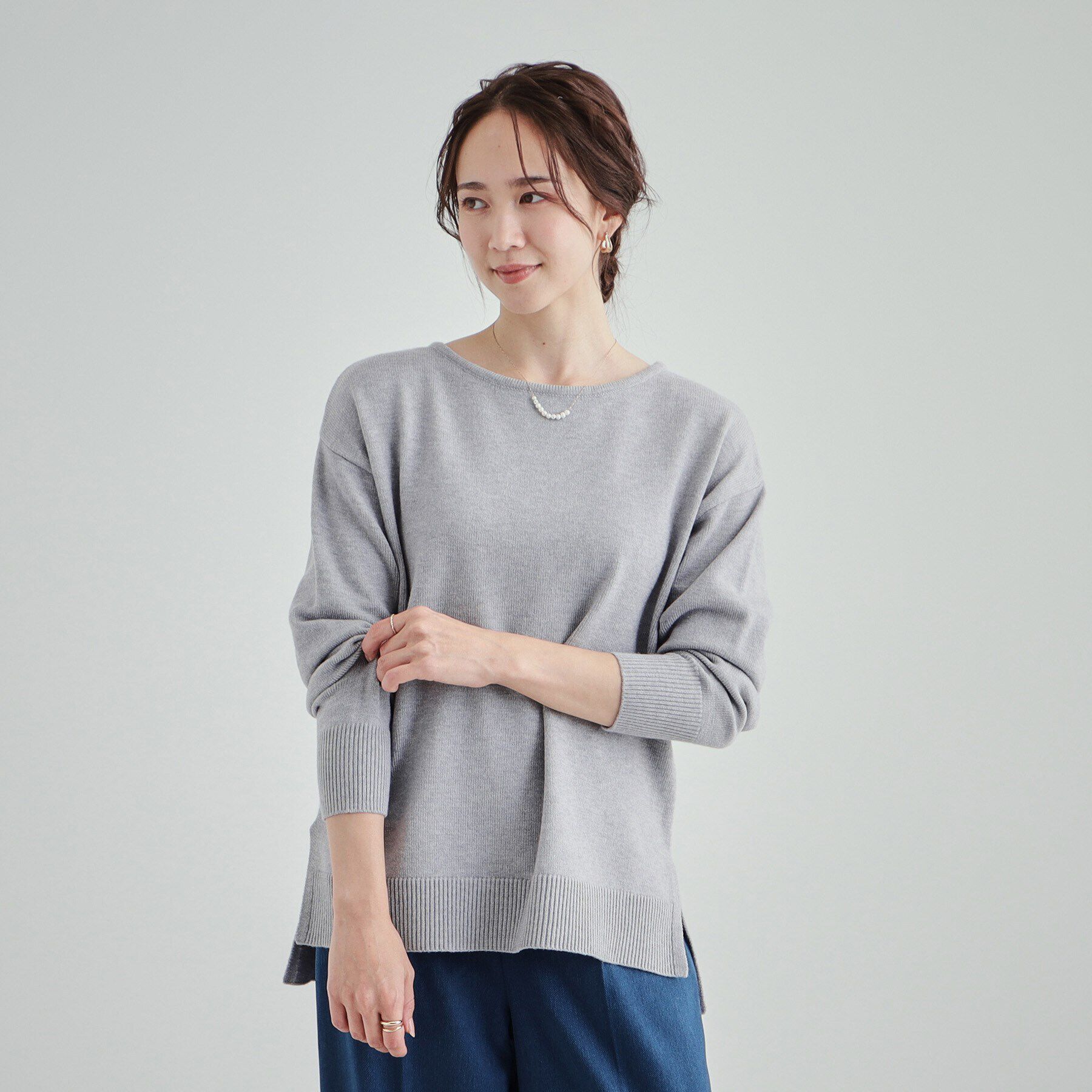 SHOO･LA･RUE「【S-LL/洗える/静電気軽減】アウトでも決まる もちもち ボートネック風ニット」|ニット・セーター|