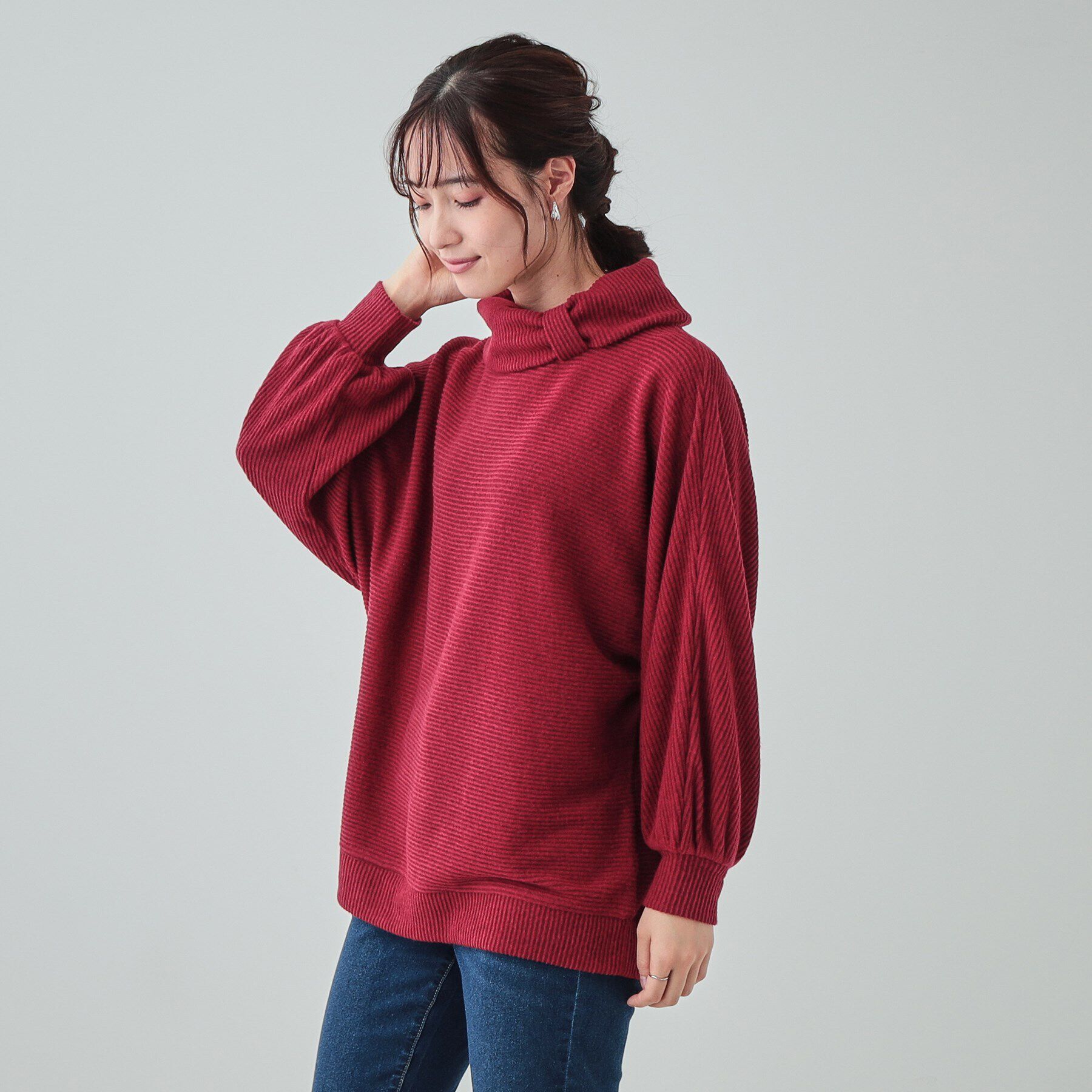 SHOO･LA･RUE「【体型カバー/インせず着られる】リボンタートル ドルマントップス」|Tシャツ・カットソー|