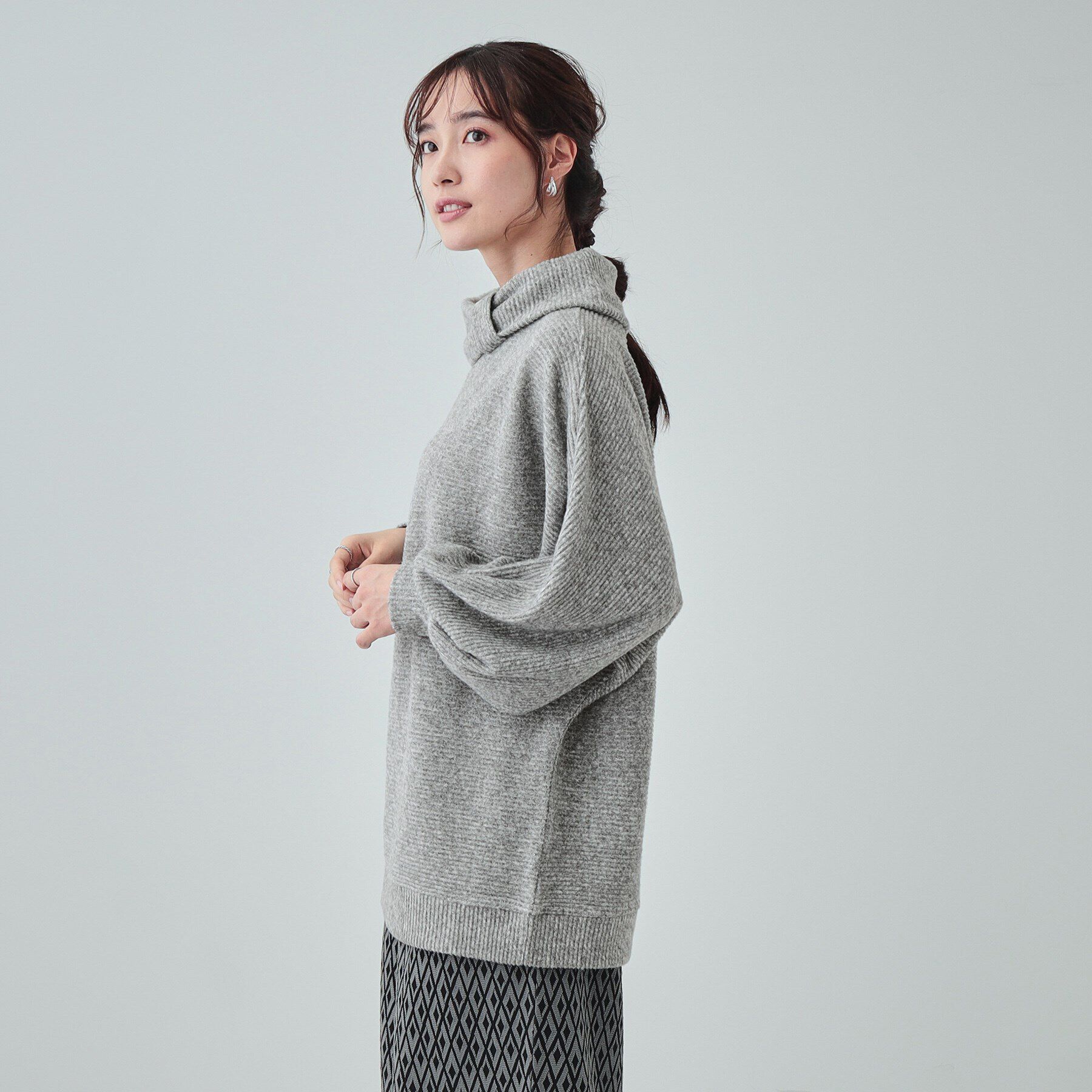 SHOO･LA･RUE「【体型カバー/インせず着られる】リボンタートル ドルマントップス」|Tシャツ・カットソー|