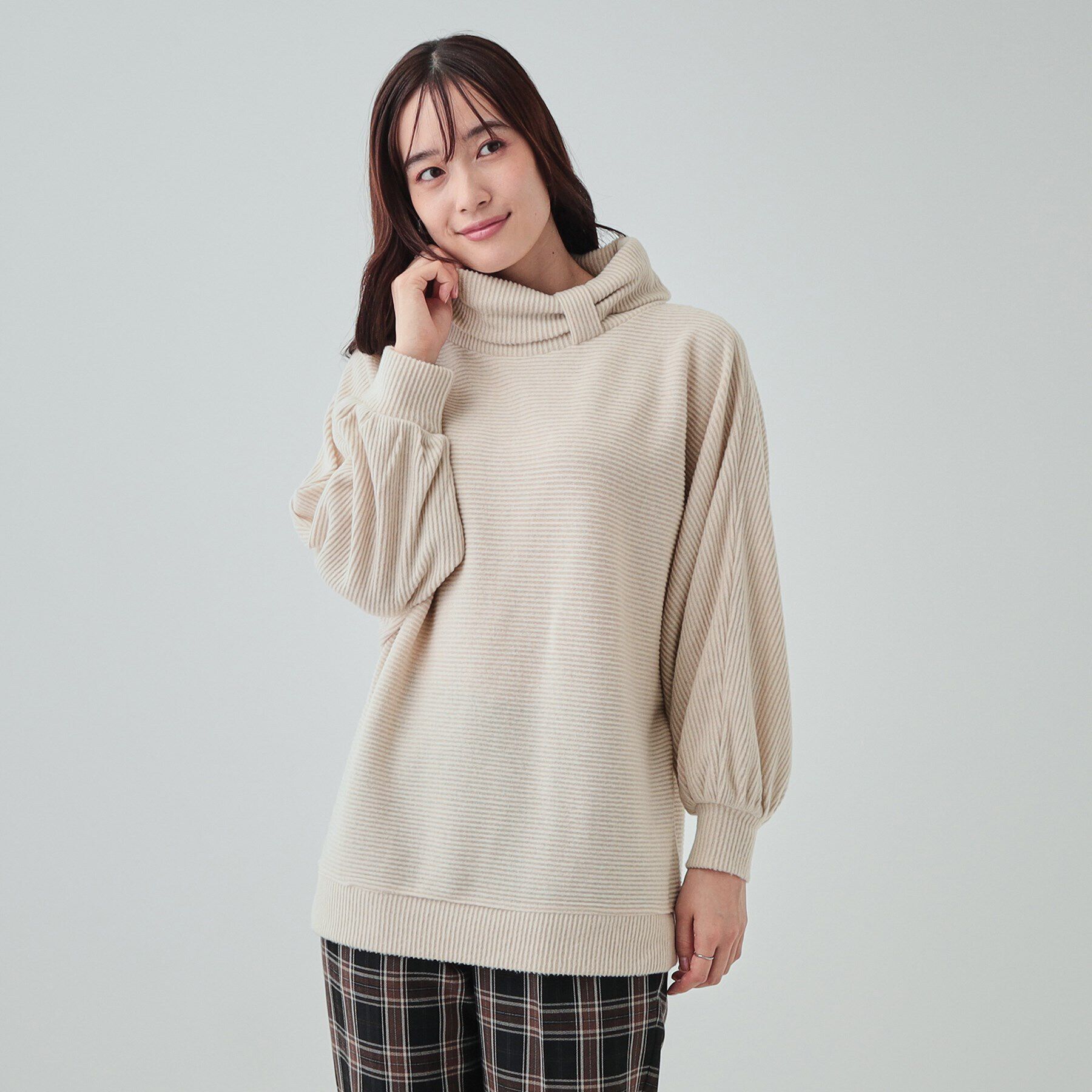 SHOO･LA･RUE「【体型カバー/インせず着られる】リボンタートル ドルマントップス」|Tシャツ・カットソー|