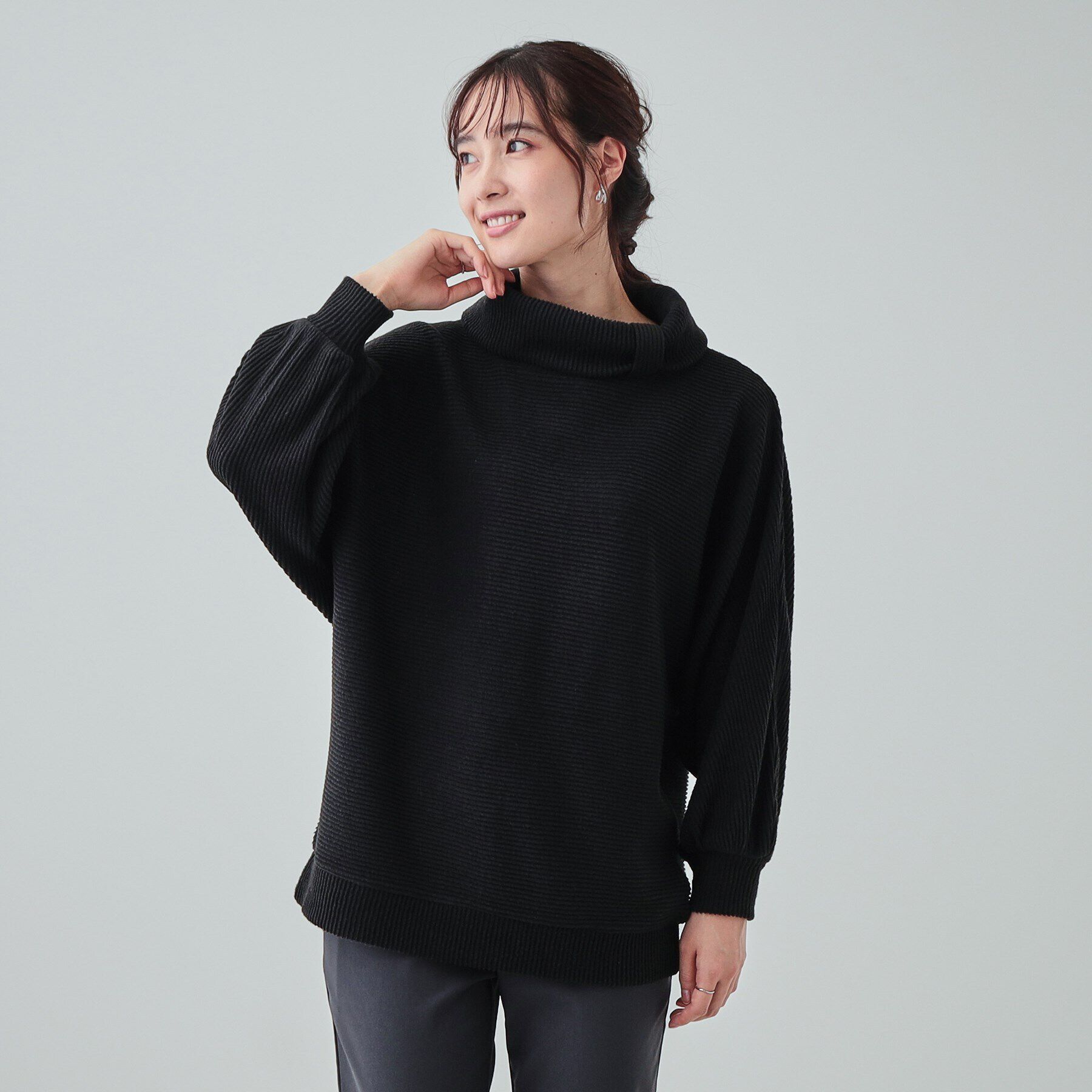 SHOO･LA･RUE「【体型カバー/インせず着られる】リボンタートル ドルマントップス」|Tシャツ・カットソー|