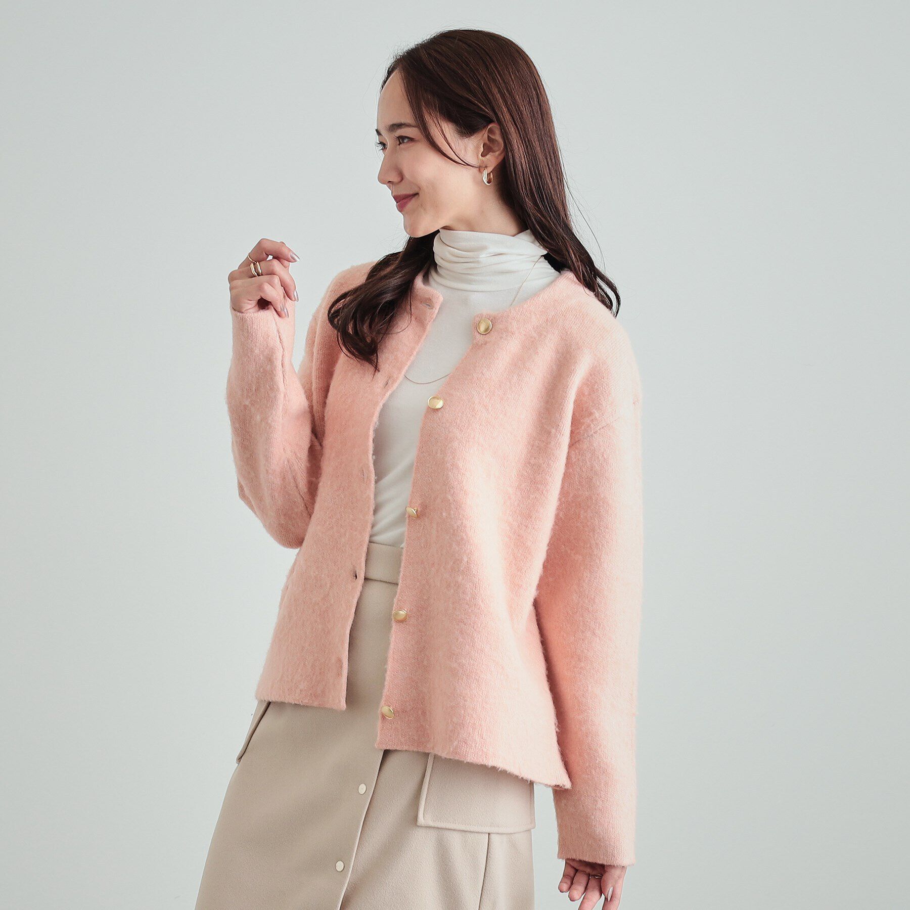 SHOO･LA･RUE「Wフェイスふわふわ起毛ニットカーディガン」|カーディガン|