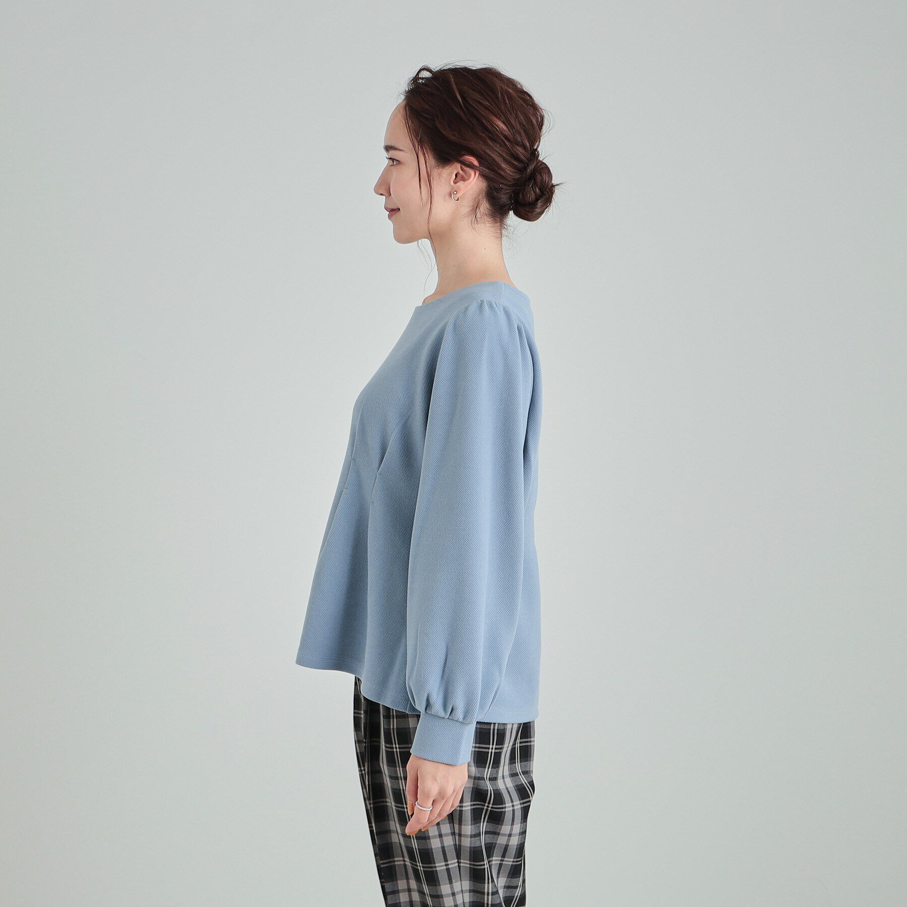 SHOO･LA･RUE「ウエストタックで綺麗にくびれる 起毛ペプラムトップス」|Tシャツ・カットソー|