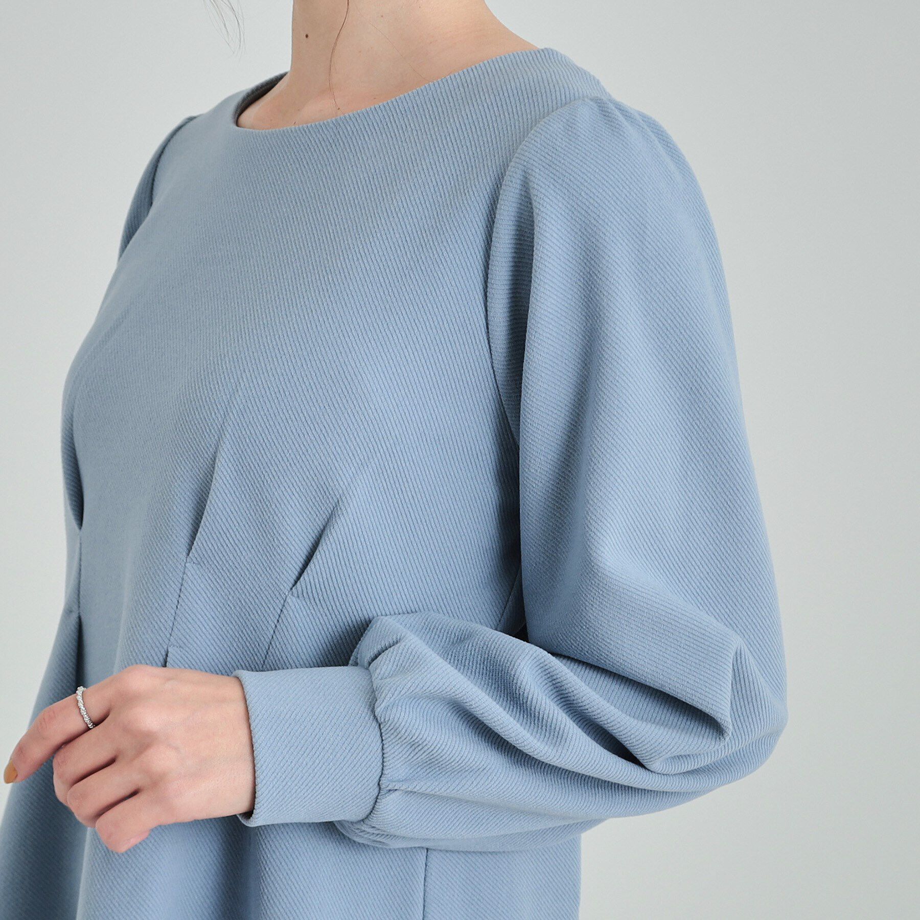 SHOO･LA･RUE「ウエストタックで綺麗にくびれる 起毛ペプラムトップス」|Tシャツ・カットソー|