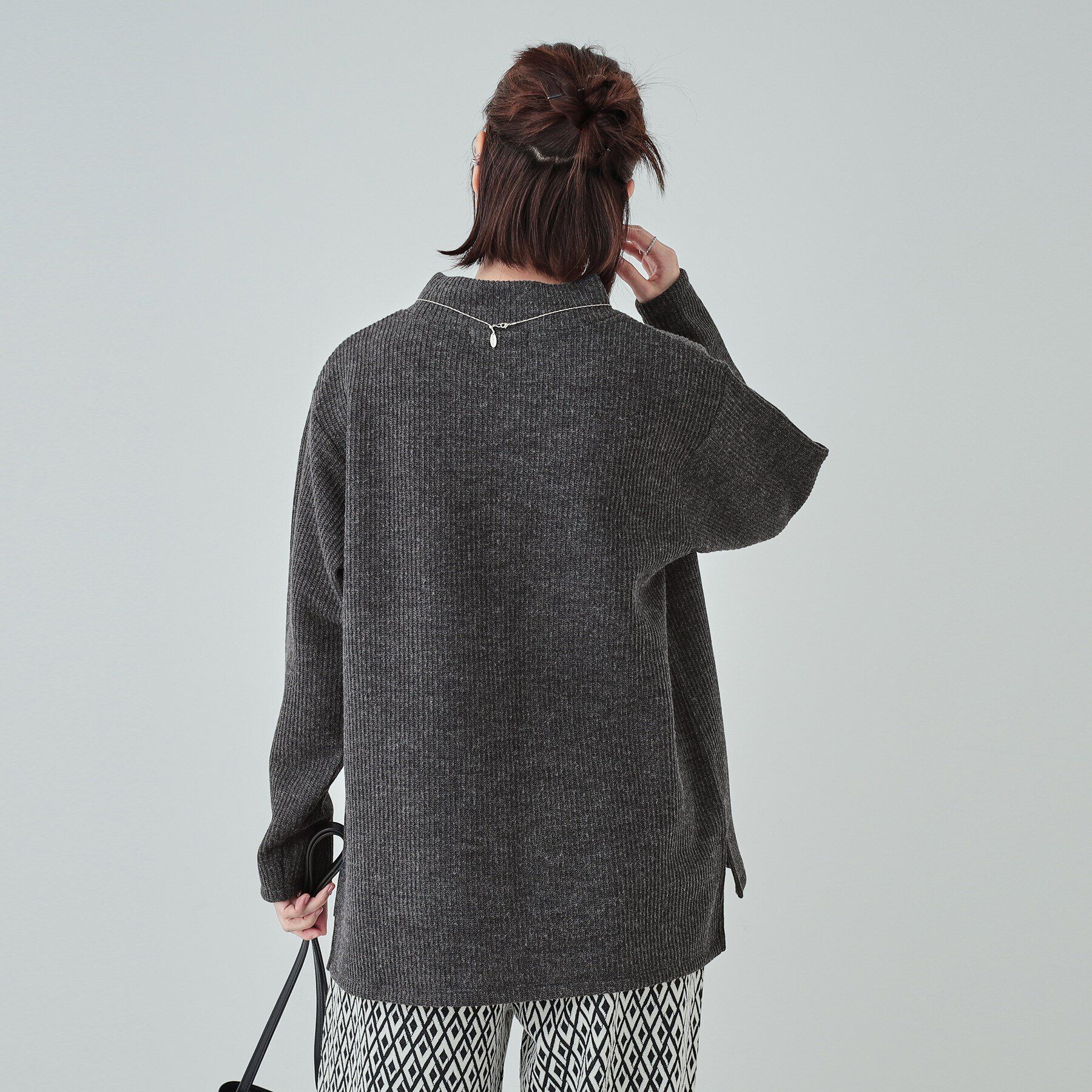 SHOO･LA･RUE「【あったか/S-LL/洗濯機可】裏起毛であったか畦編みハイネックトップス」|Tシャツ・カットソー|