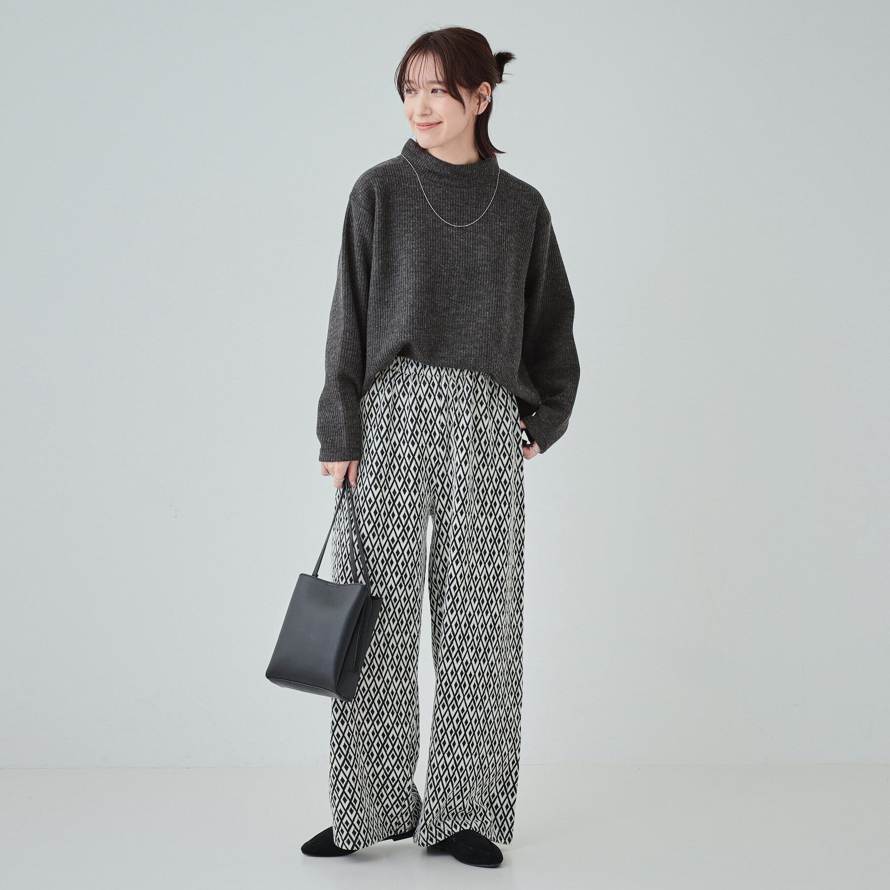 SHOO･LA･RUE「【あったか/S-LL/洗濯機可】裏起毛であったか畦編みハイネックトップス」|Tシャツ・カットソー|