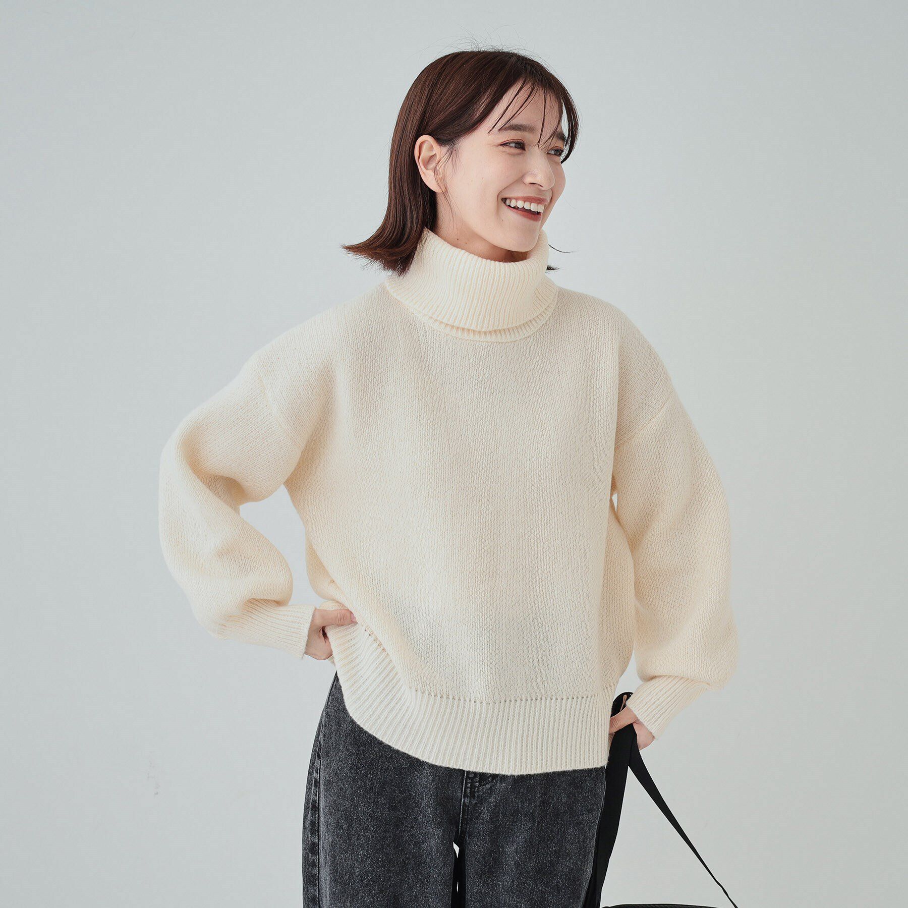 SHOO･LA･RUE「【S-LL】さりげないラメ感 配色ジャカード タートルネックニット」|ニット・セーター|