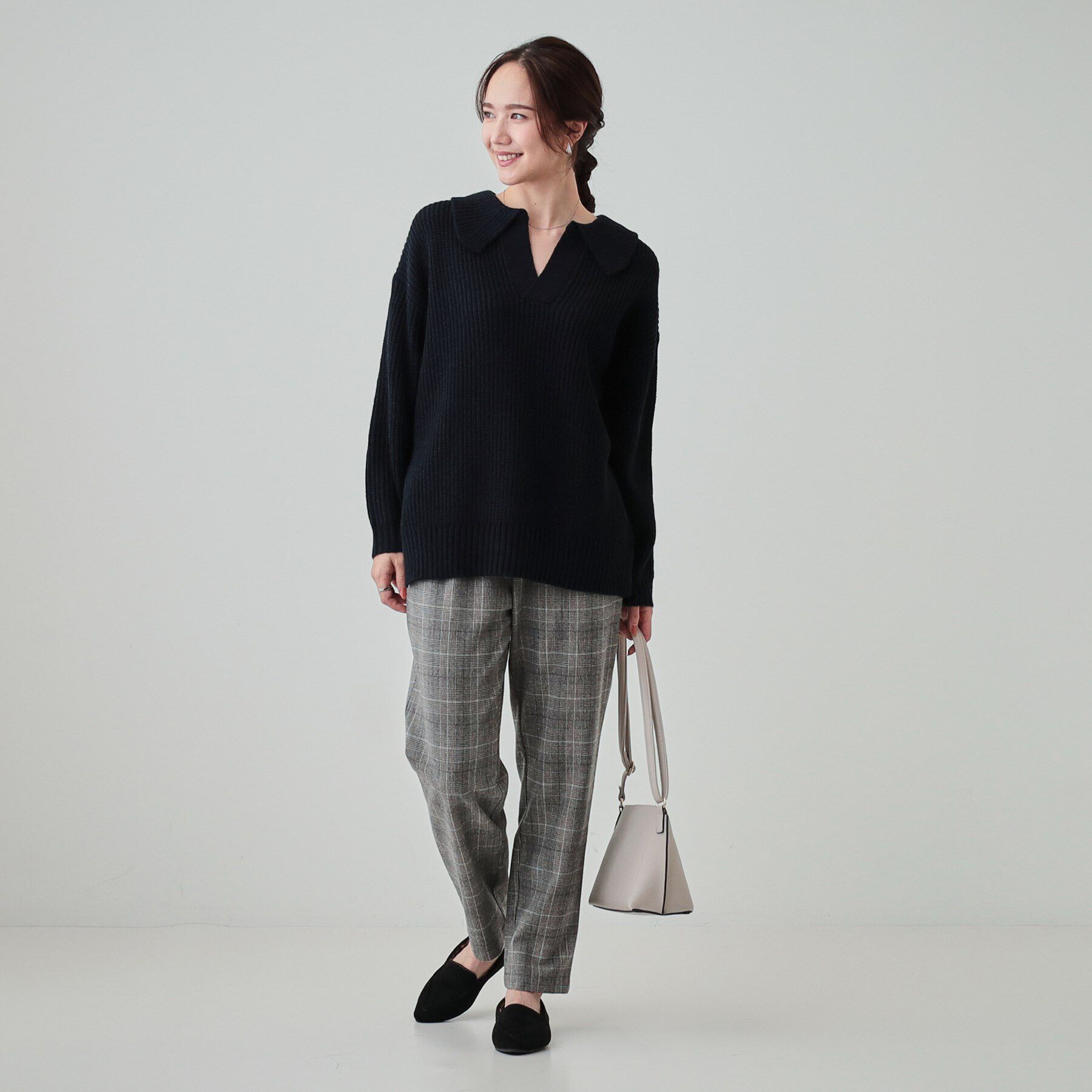 SHOO･LA･RUE「【S-LL】襟付きでこなれる 畦編みゆるニット」|ニット・セーター|