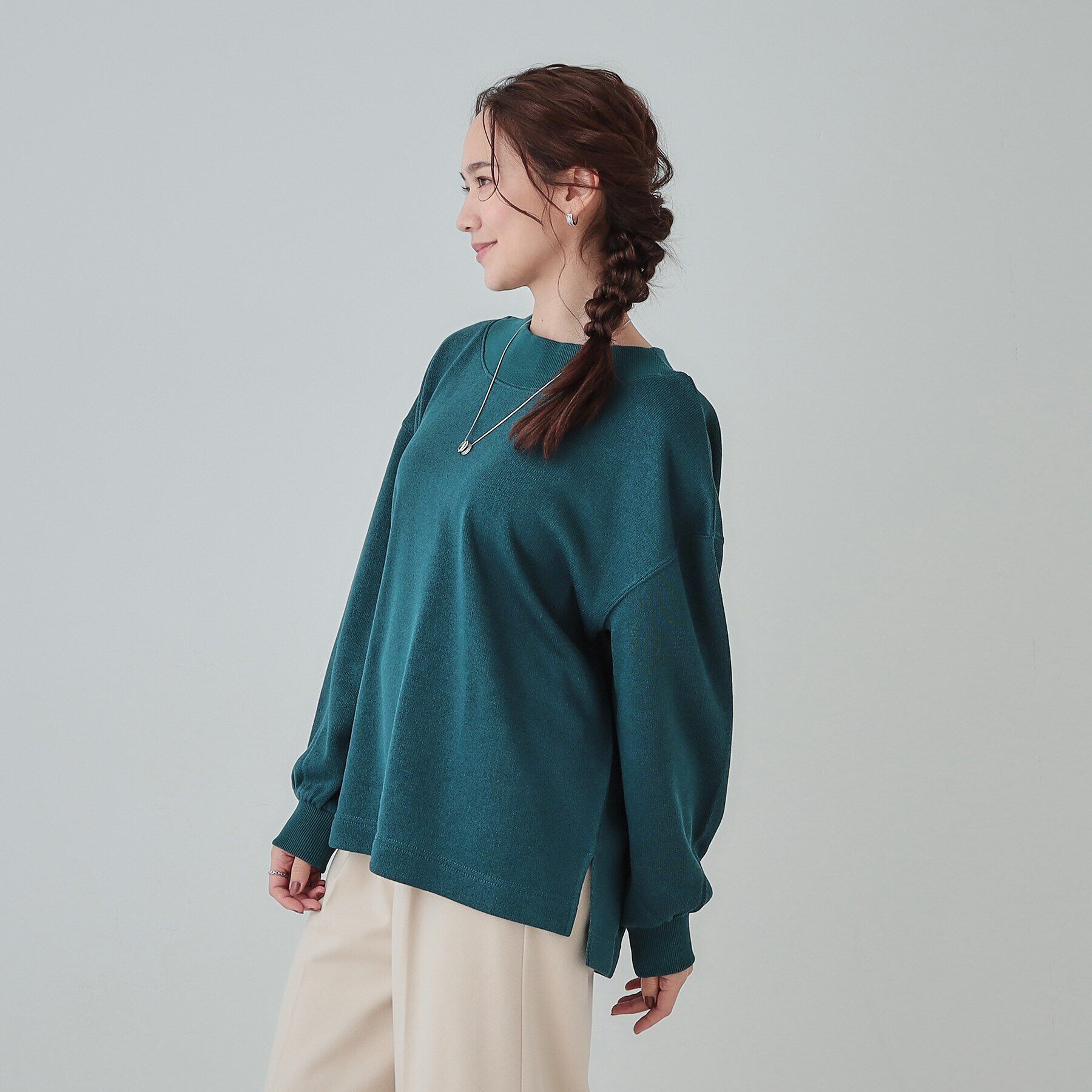 SHOO･LA･RUE「【S-LL】大人カジュアルに オフネックニットソー」|Tシャツ・カットソー|