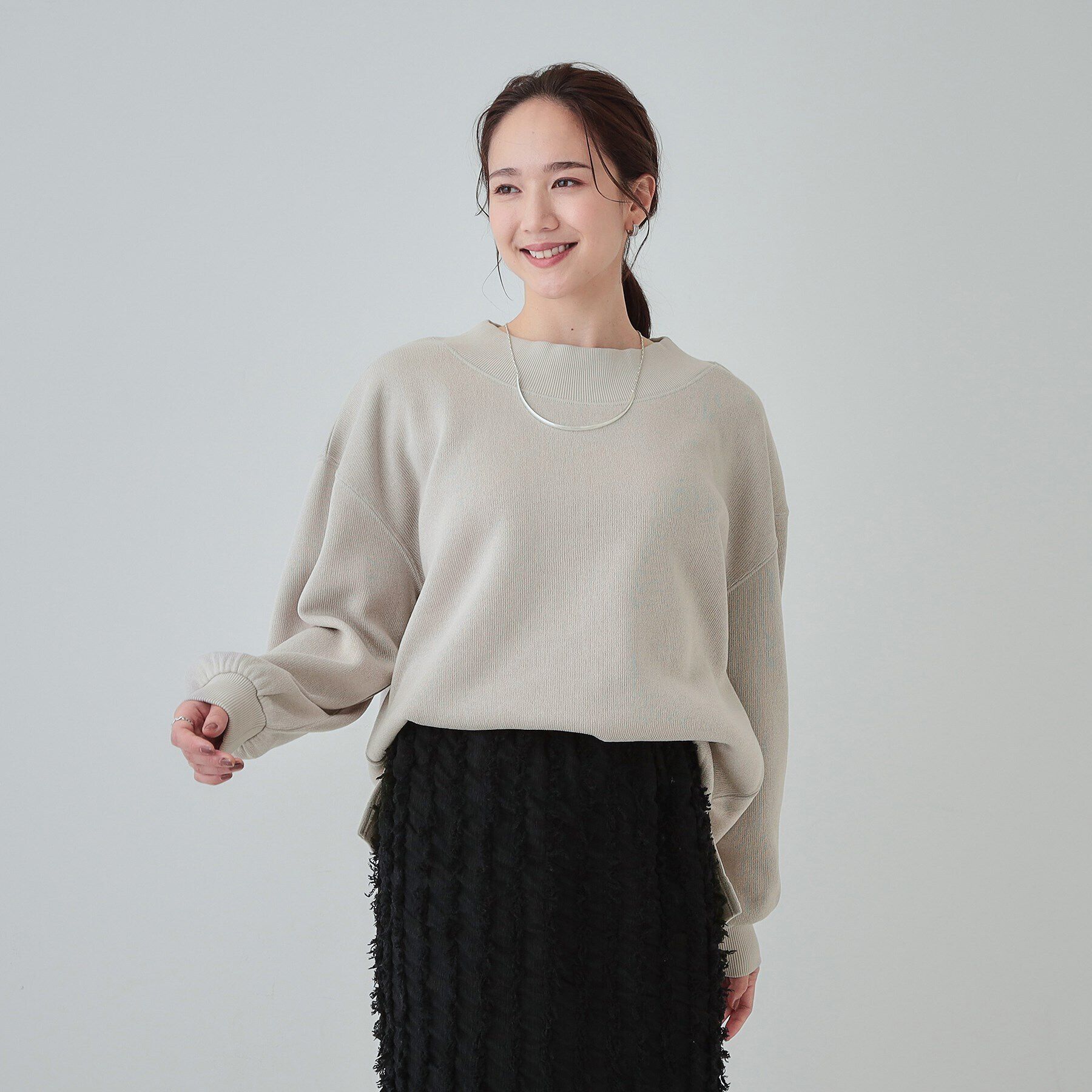 SHOO･LA･RUE「【S-LL】大人カジュアルに オフネックニットソー」|Tシャツ・カットソー|