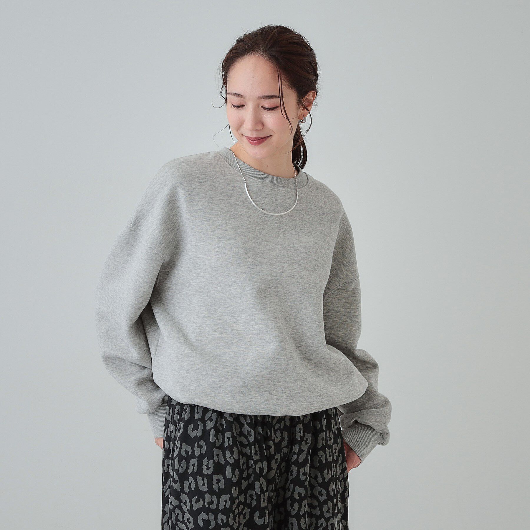 SHOO･LA･RUE「【S-LL】あったか裏毛 裾ドロストスウェット」|Tシャツ・カットソー|