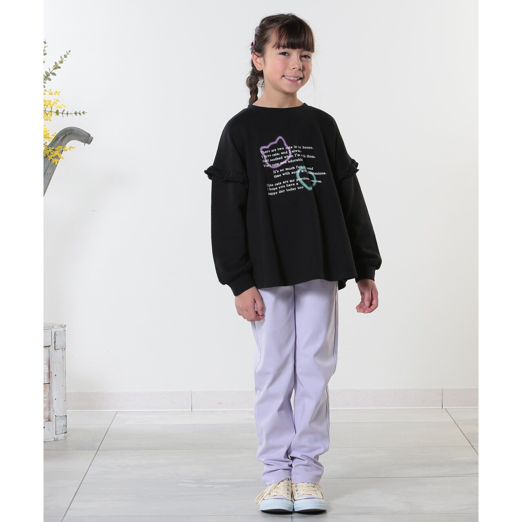 SHOO･LA･RUE「【130-150cm/洗える/姉妹リンク可】お袖フリルがアクセント アソートプリントスウェット」|その他|