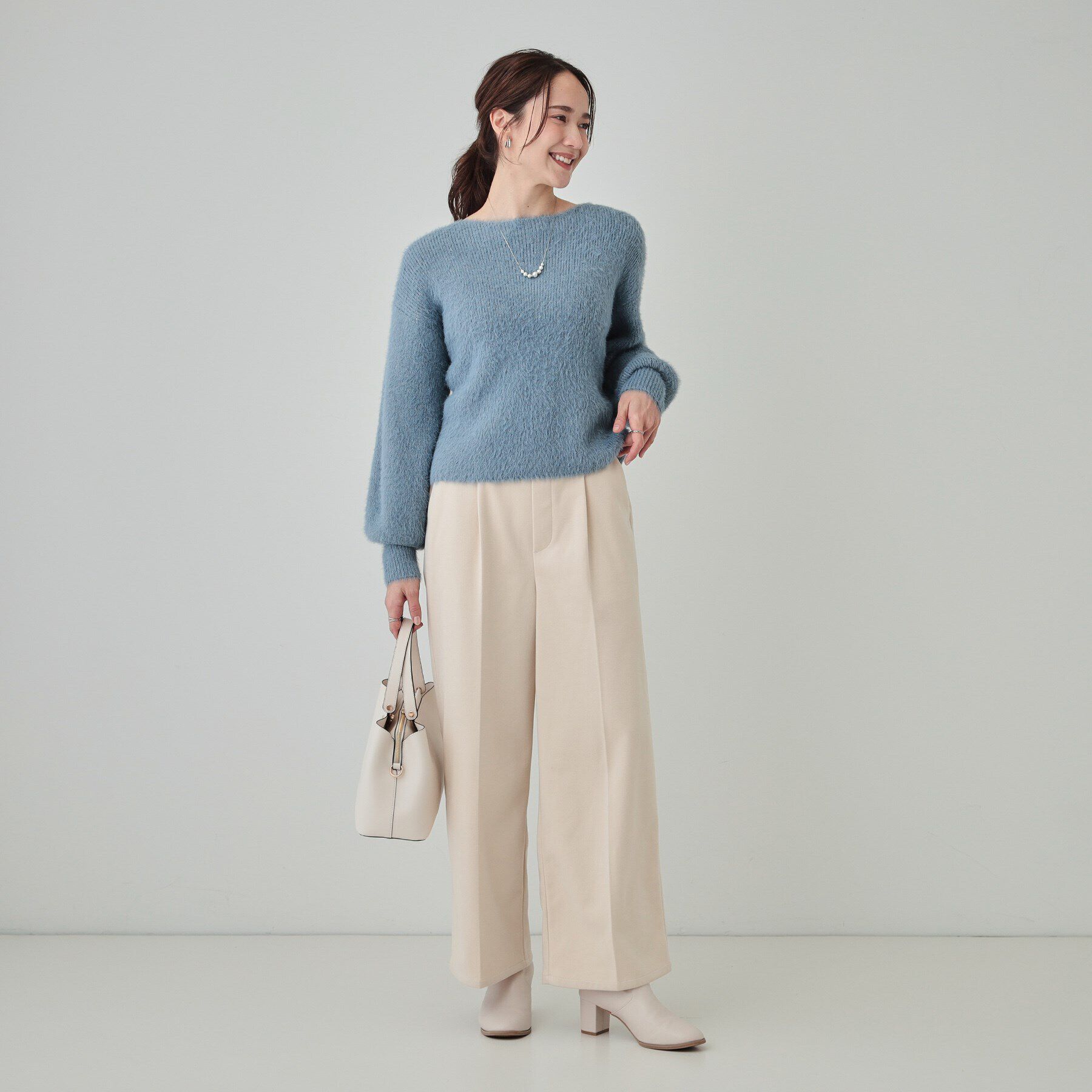 SHOO･LA･RUE「【S-LL】大人上品な ラメフェザー ボートネックニット」|ニット・セーター|