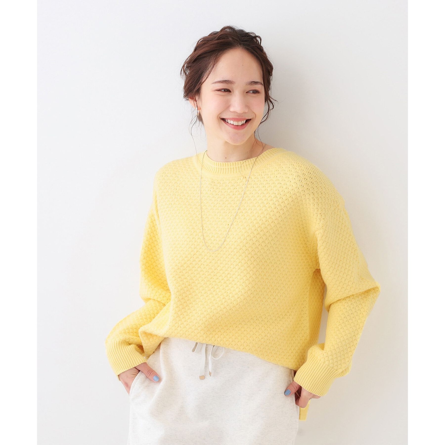 SHOO･LA･RUE「【高レビュー/洗える/S-LL】ポコポコの表面感が魅力 ラーベン柄ニット」|ニット・セーター|