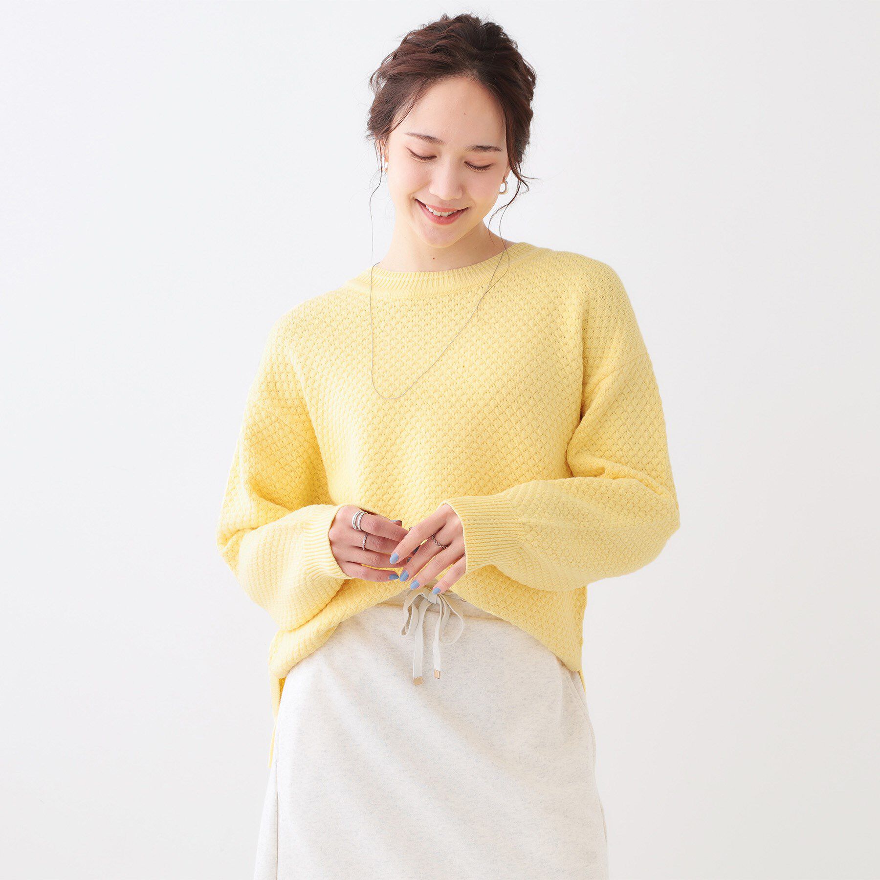 SHOO･LA･RUE「【高レビュー/洗える/S-LL】ポコポコの表面感が魅力 ラーベン柄ニット」|ニット・セーター|