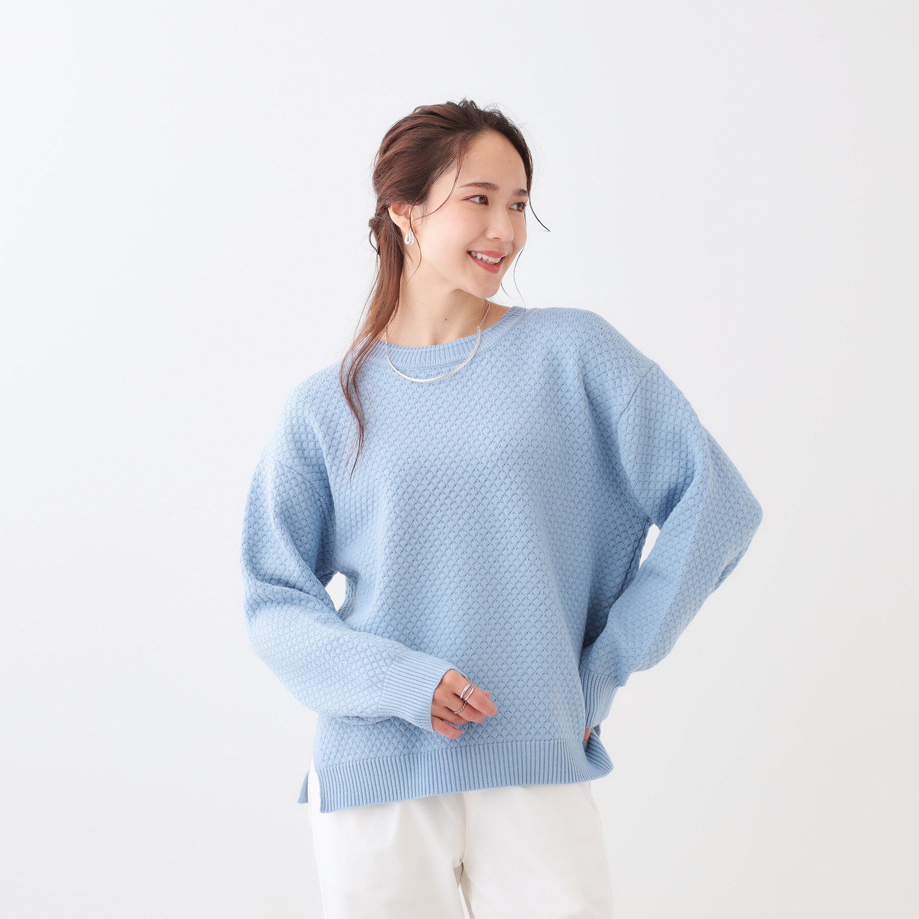 SHOO･LA･RUE「【高レビュー/洗える/S-LL】ポコポコの表面感が魅力 ラーベン柄ニット」|ニット・セーター|