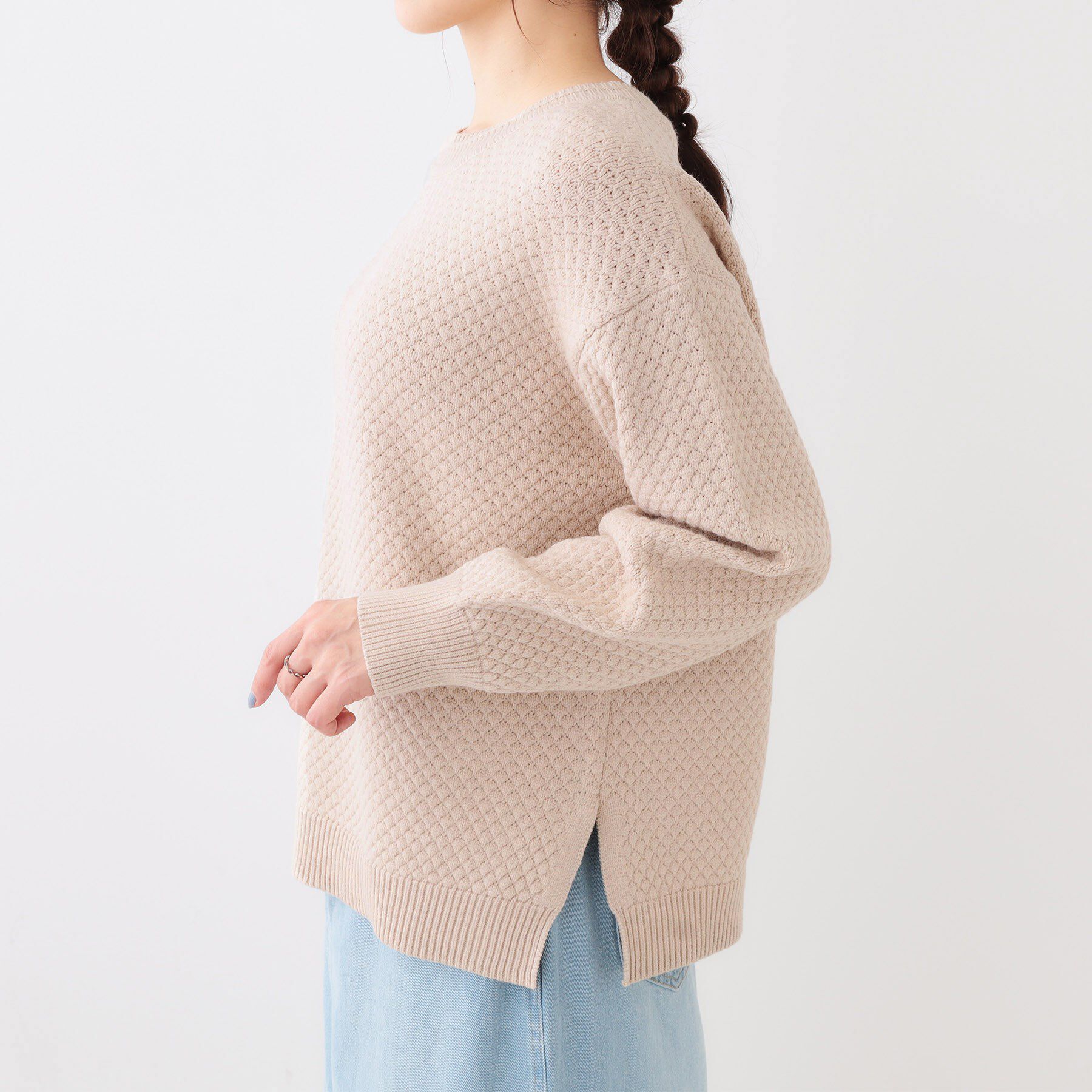 SHOO･LA･RUE「【高レビュー/洗える/S-LL】ポコポコの表面感が魅力 ラーベン柄ニット」|ニット・セーター|