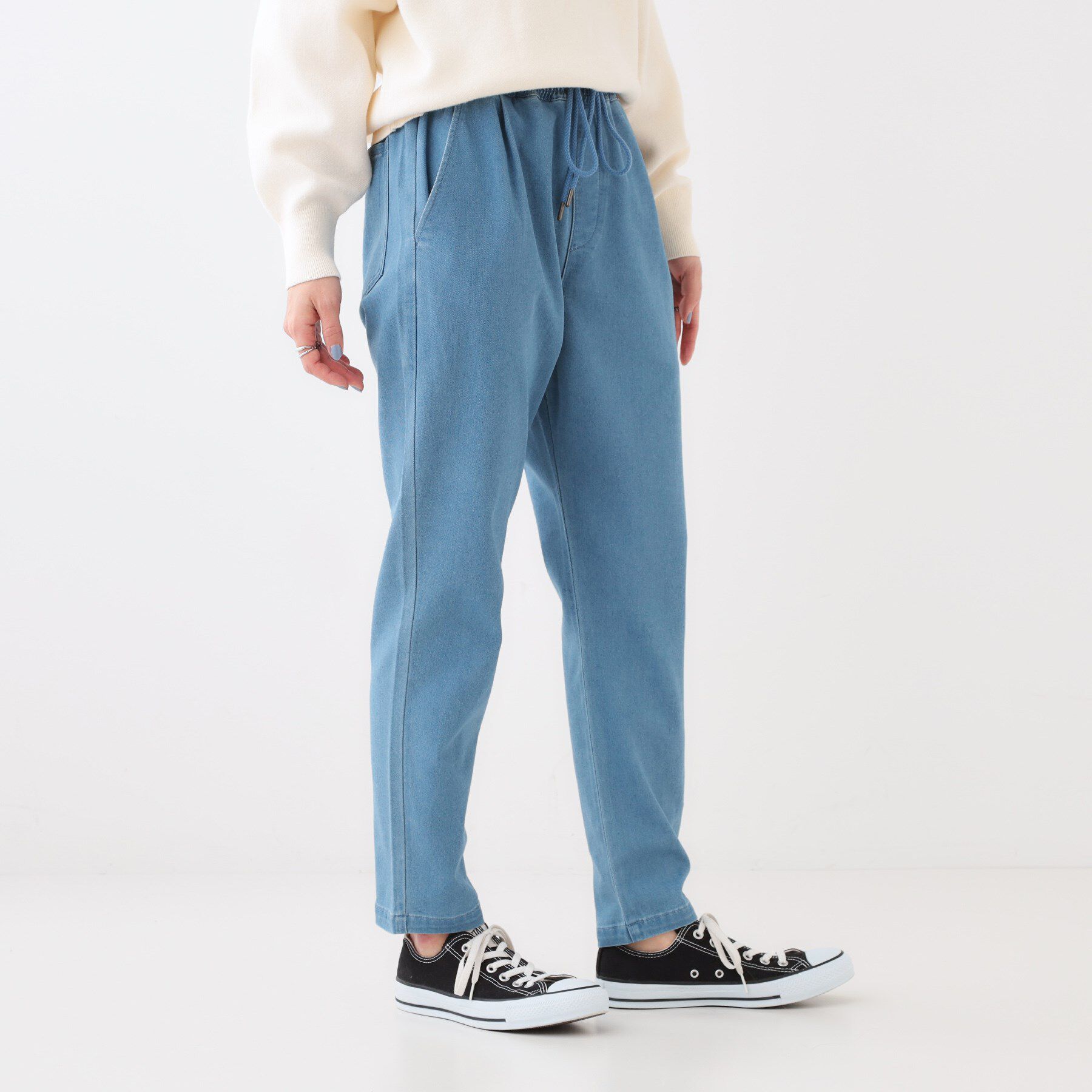 SHOO･LA･RUE「【洗える/SS-3L/美脚シルエット】アクティブ派のデニム イージーテーパードパンツ」|その他|