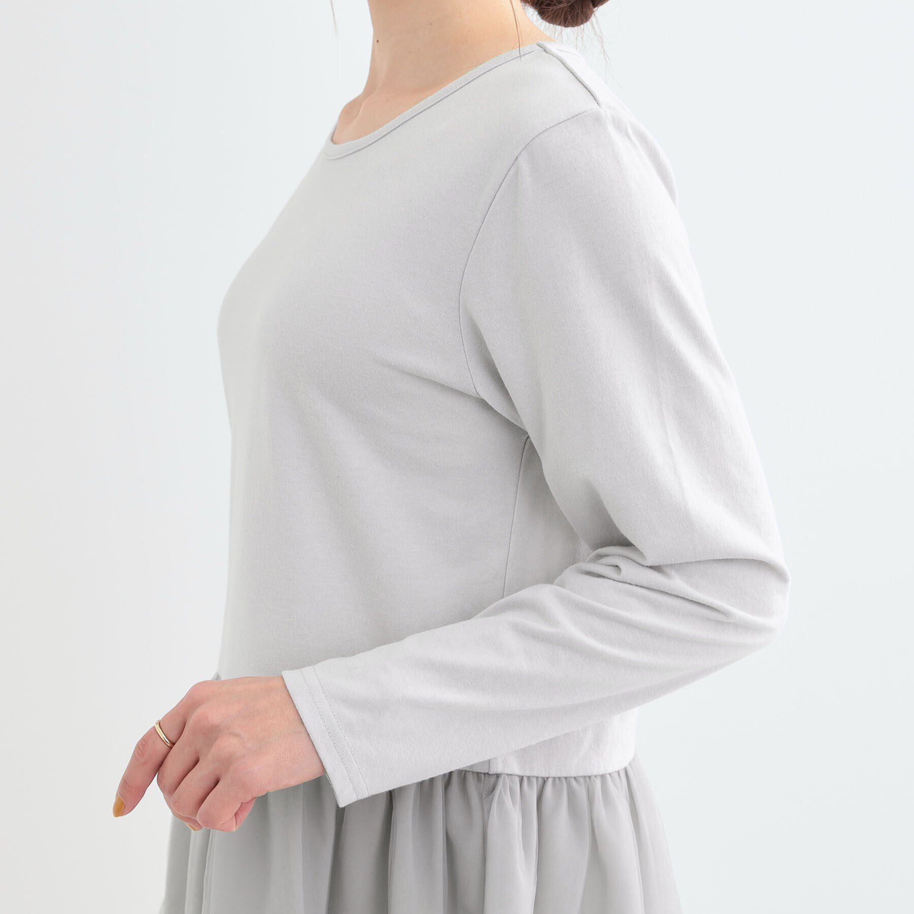 SHOO･LA･RUE「【S-LL/体型カバー】いつものコーデにプラスワン　裾チュールインナー」|Tシャツ・カットソー|