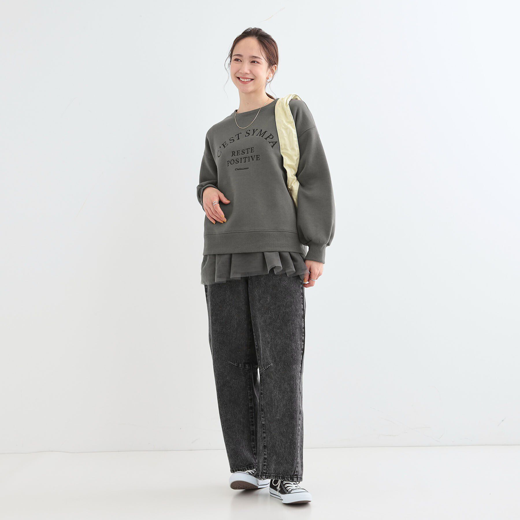 SHOO･LA･RUE「【S-LL/体型カバー】いつものコーデにプラスワン　裾チュールインナー」|Tシャツ・カットソー|