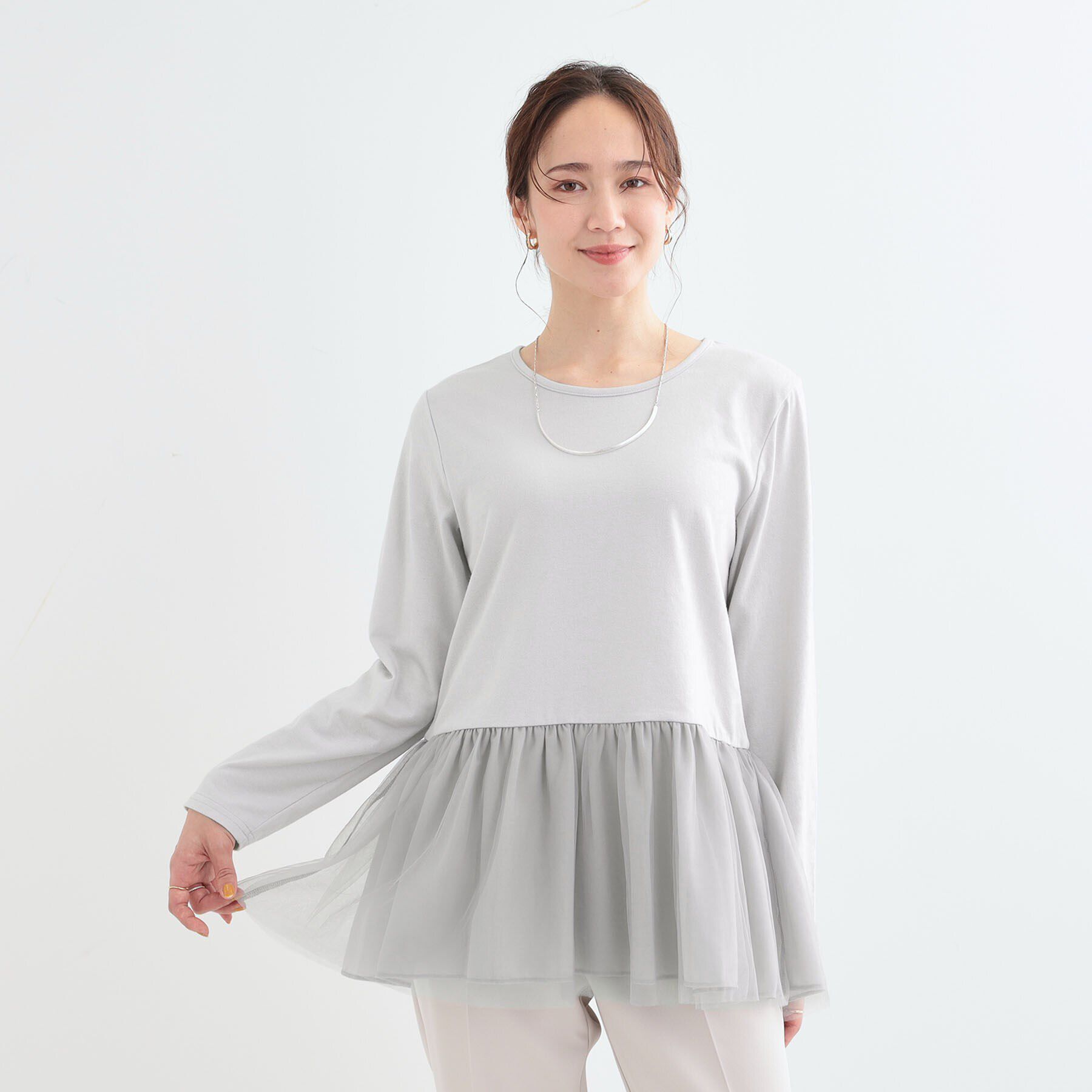 SHOO･LA･RUE「【S-LL/体型カバー】いつものコーデにプラスワン　裾チュールインナー」|Tシャツ・カットソー|