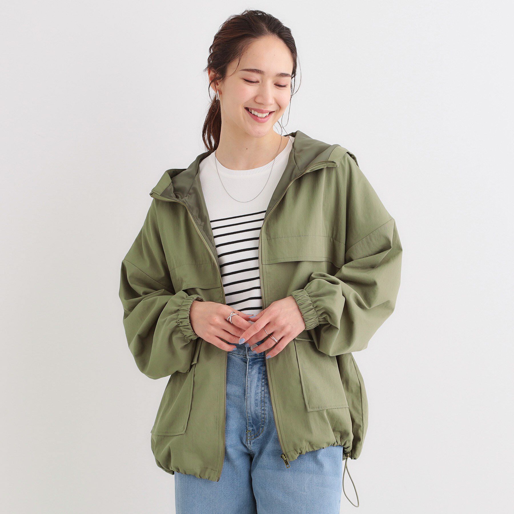 SHOO･LA･RUE「【撥水／S-LL】BIGポケット フーディブルゾン」|ブルゾン・スタジャン|