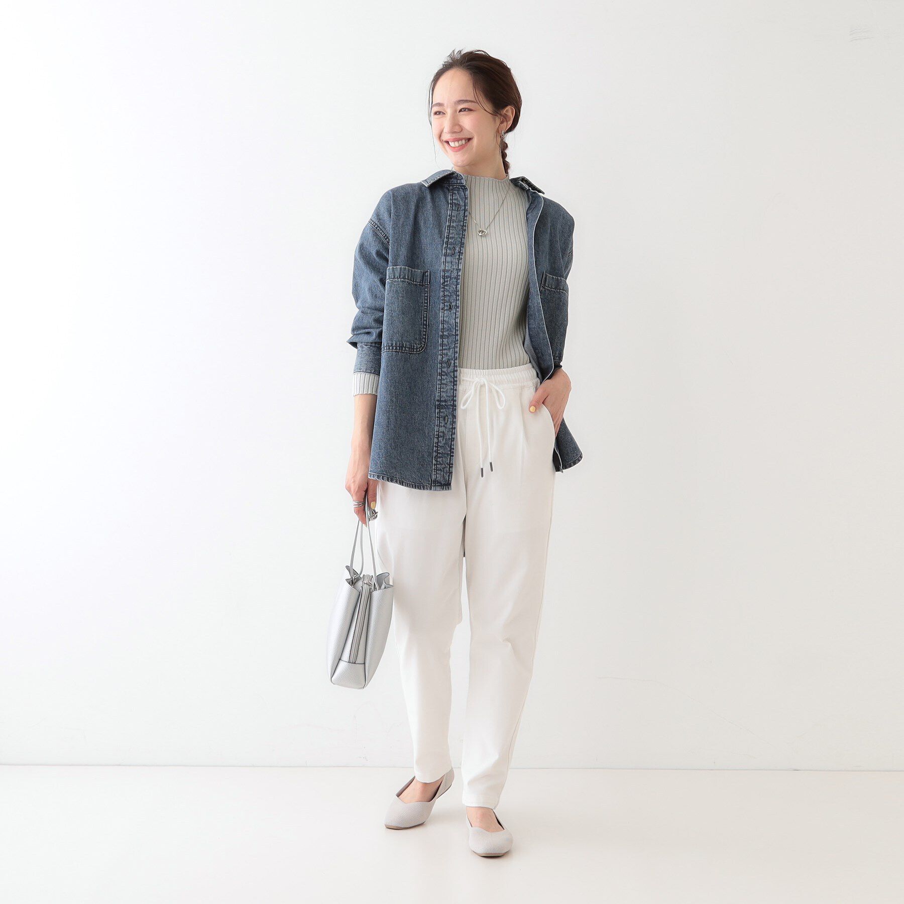 SHOO･LA･RUE「【洗える/S-LL】一枚でもインナーでも プチハイネック リブニット」|ニット・セーター|