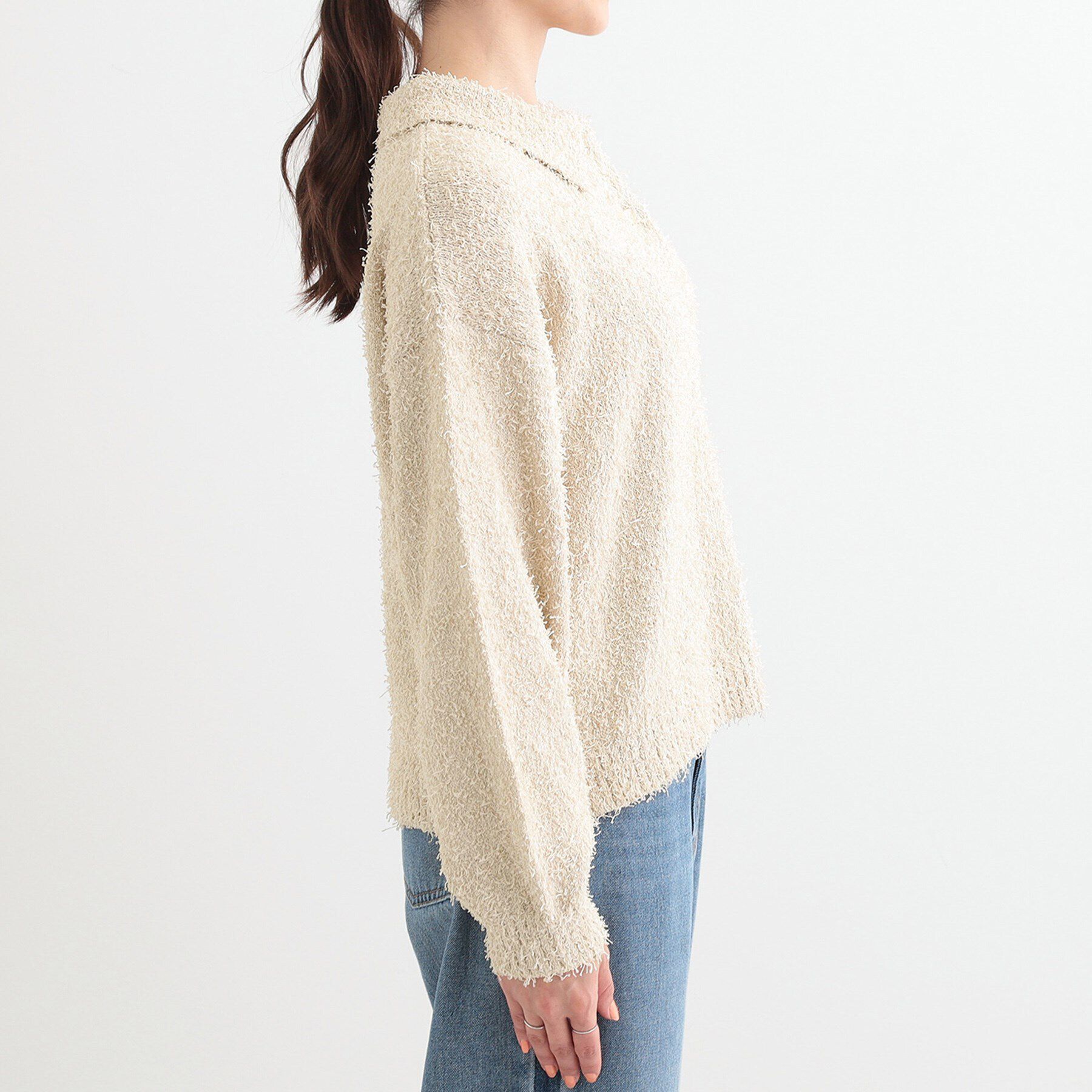 SHOO･LA･RUE「【S-LL】大人ヘルシー やわらかカールヤーン ポロニット」|ニット・セーター|