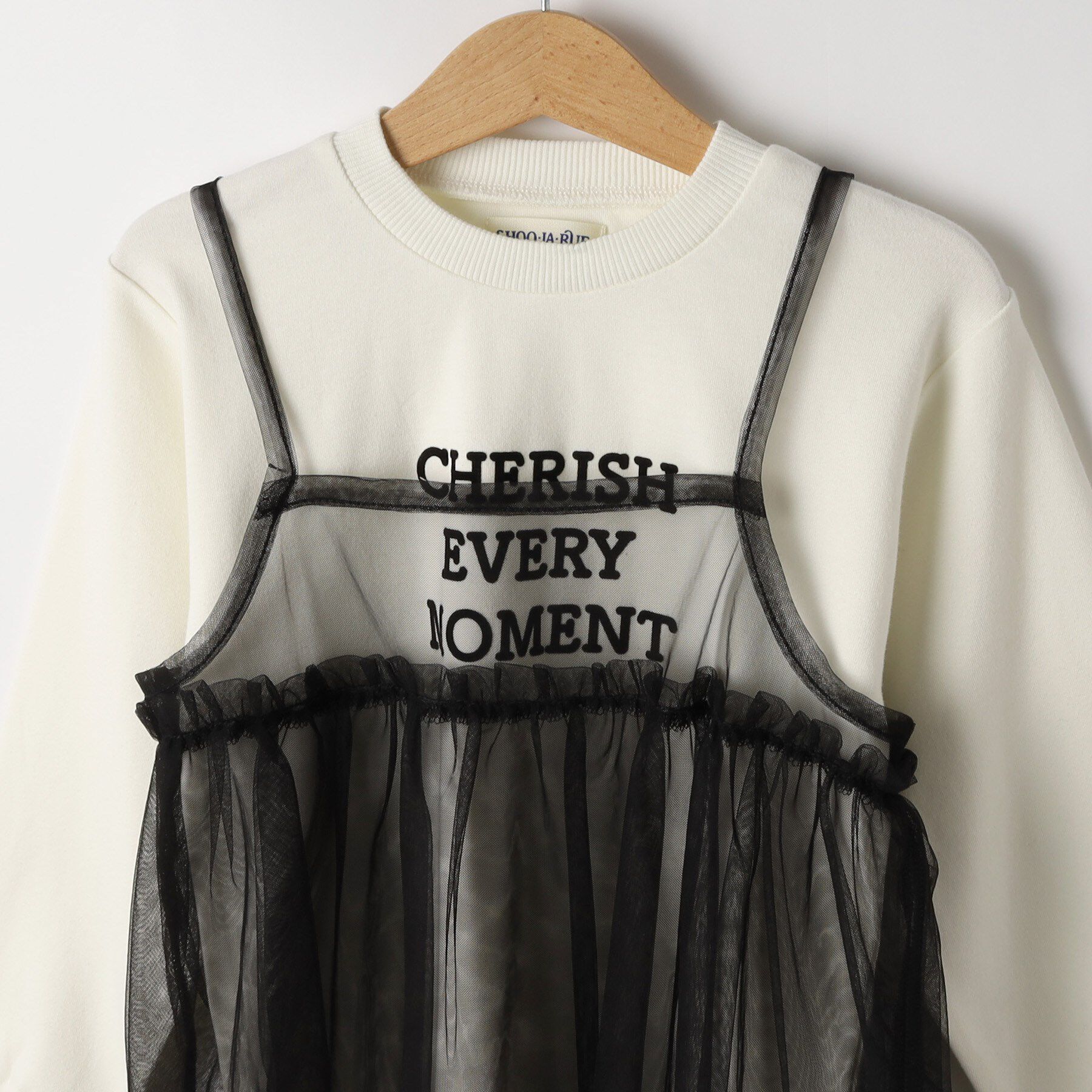 SHOO･LA･RUE「【100-150cm/洗える/2点セット】大人顔負け ロゴロンT＋チュールキャミ」|その他|