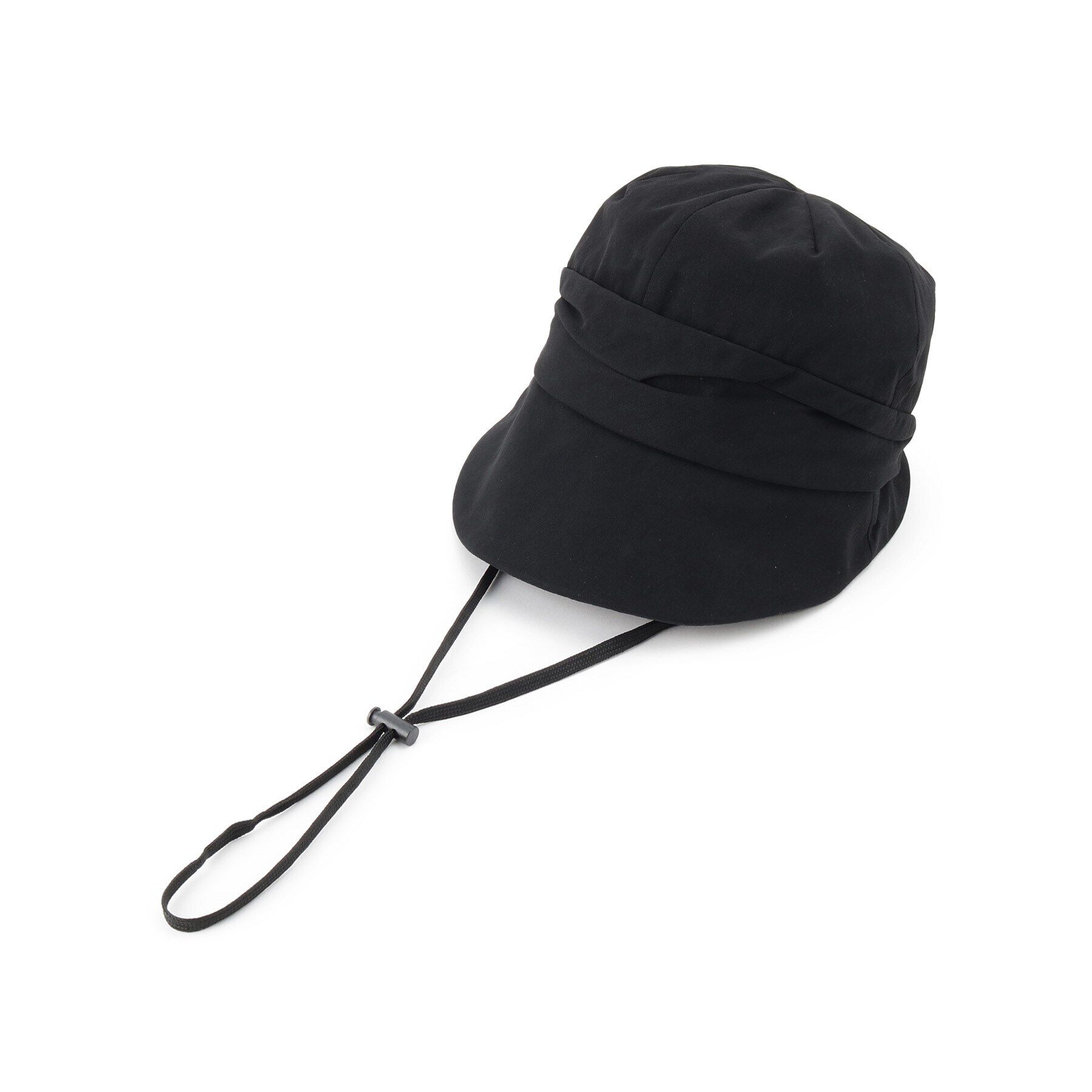 SHOO･LA･RUE「【UVカット】顔周りすっぽりキャスケット【サイズ調整／あご紐付き】」|キャップ・キャスケット|ブラック(019)