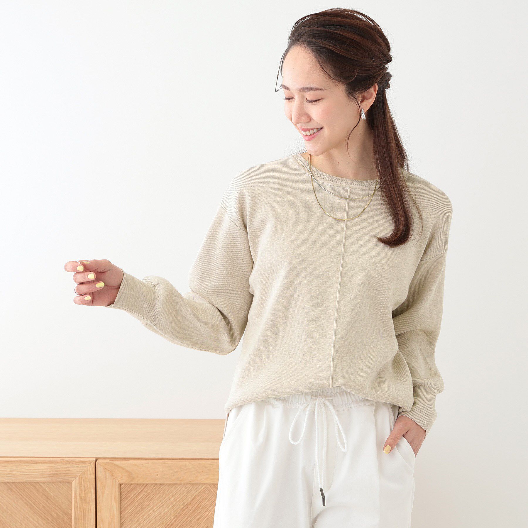 SHOO･LA･RUE「【S-LL/セットアップ可】インせず着られる さらっとなめらかニット」|ニット・セーター|