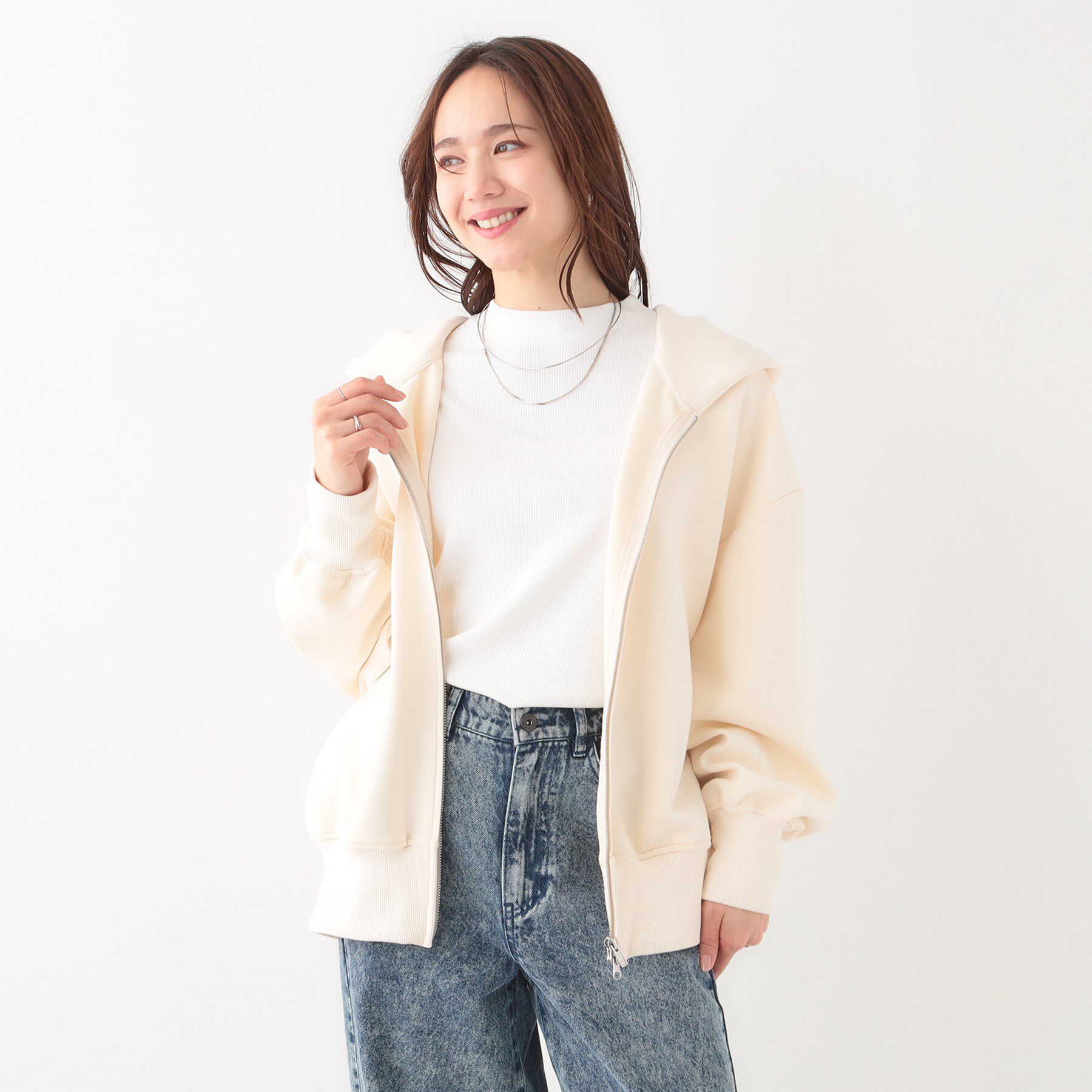 SHOO･LA･RUE「季節の変わり目に頼れる ダブルZIPダンボールパーカー」|カーディガン|