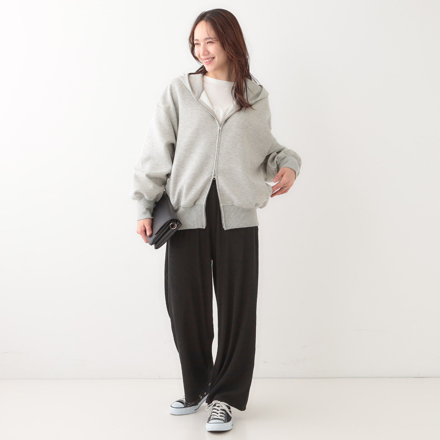 SHOO･LA･RUE「季節の変わり目に頼れる ダブルZIPダンボールパーカー」|カーディガン|