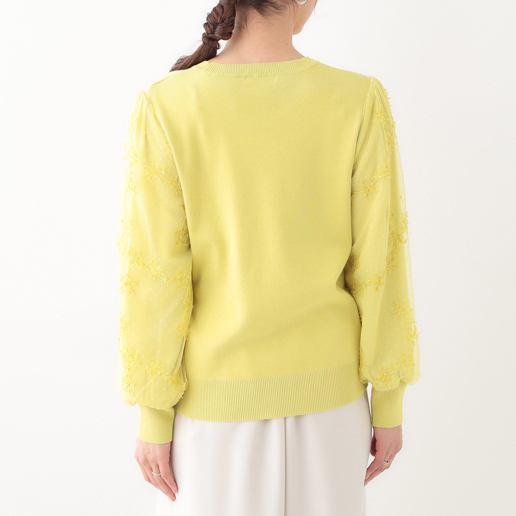 SHOO･LA･RUE「【S-LL】1枚で華やかになる お袖レースドッキングニット」|ニット・セーター|