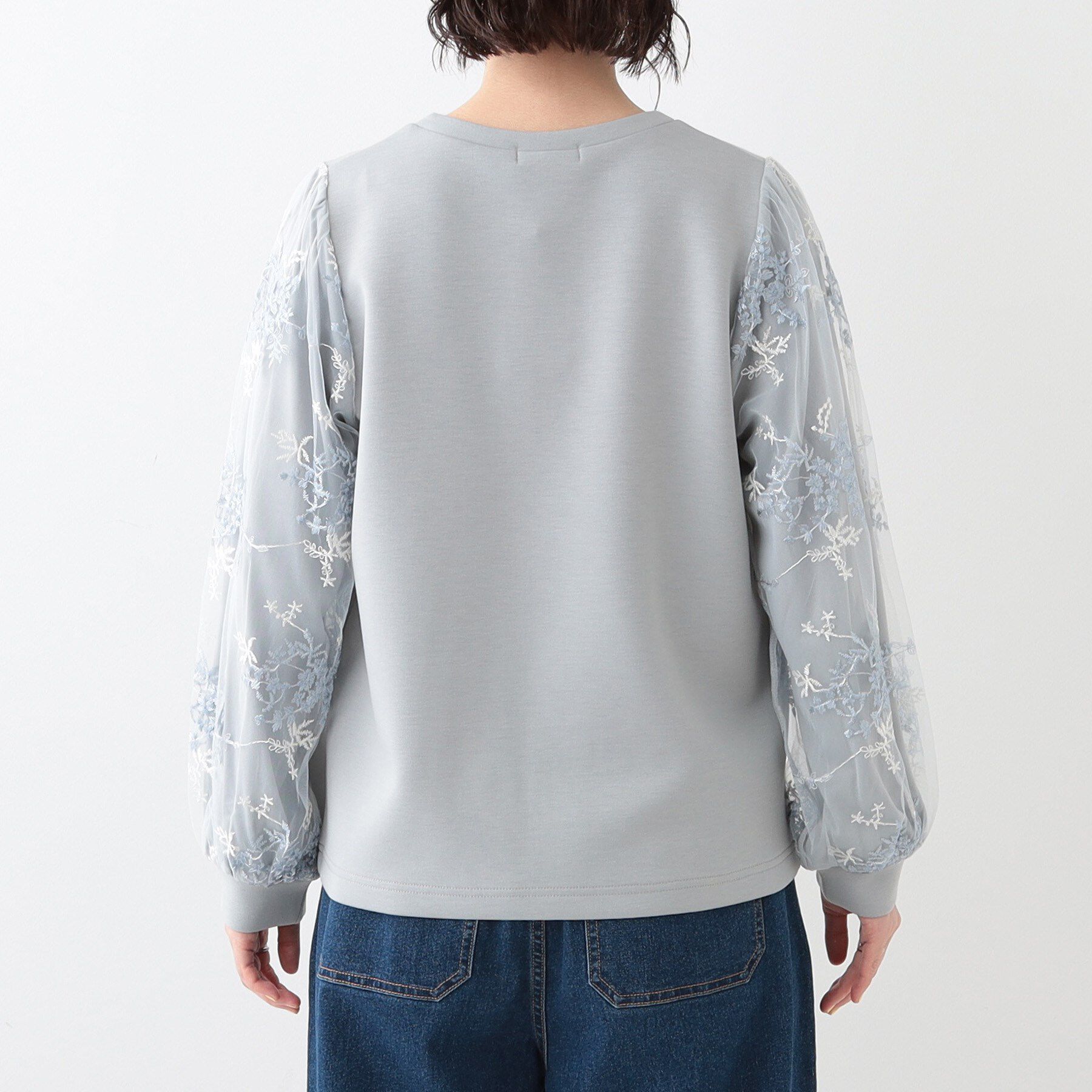 SHOO･LA･RUE「大人上品 お袖チュール刺繍 切替トップス」|Tシャツ・カットソー|