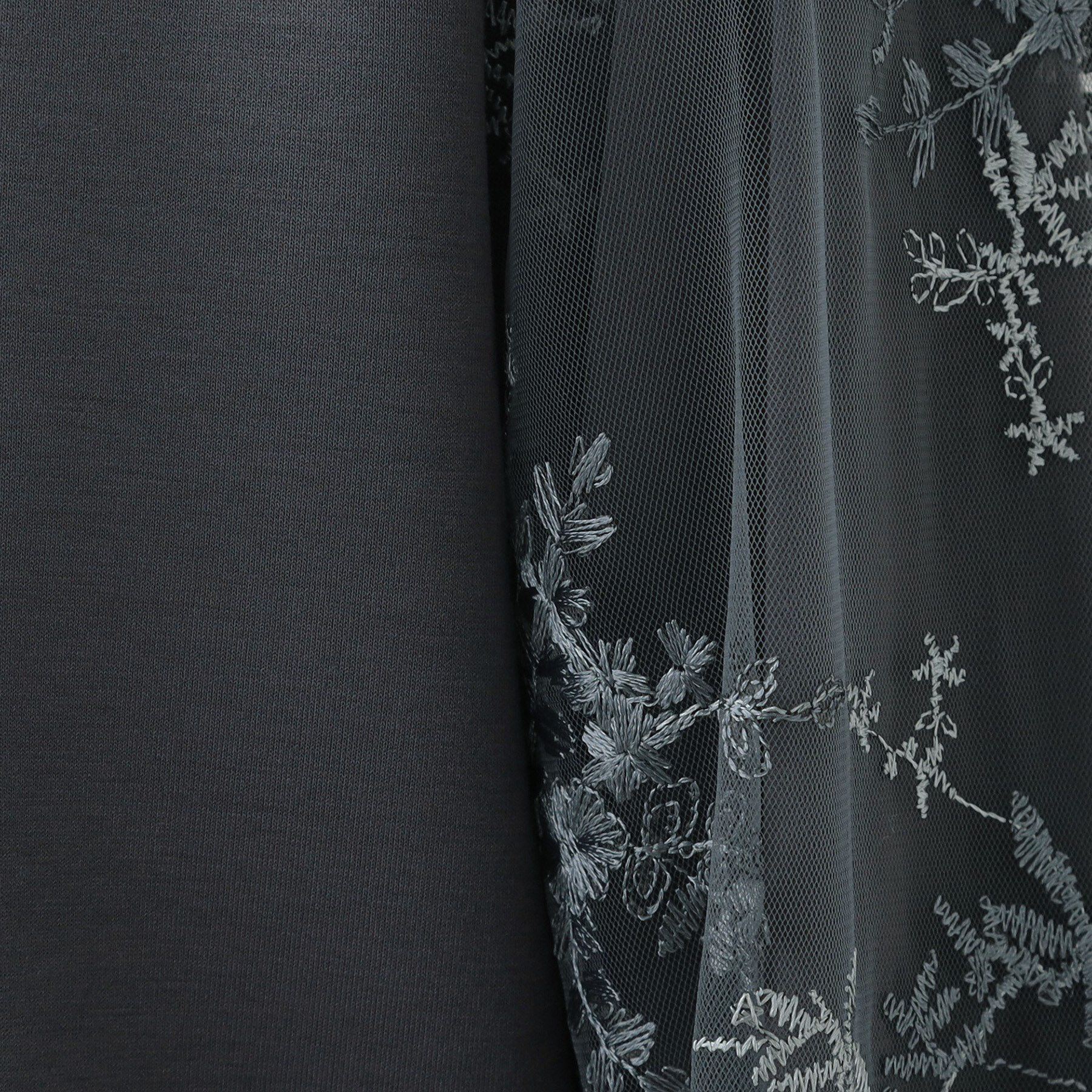 SHOO･LA･RUE「大人上品 お袖チュール刺繍 切替トップス」|Tシャツ・カットソー|