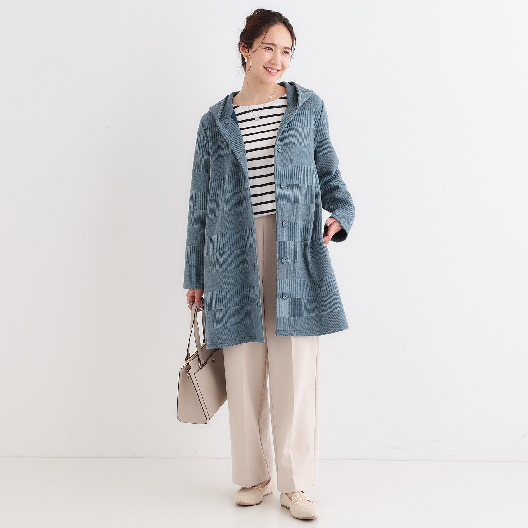 SHOO･LA･RUE「【S-LL】体型をカバーしながらスマートに魅せる ラインジャカードコーディガン」|カーディガン|