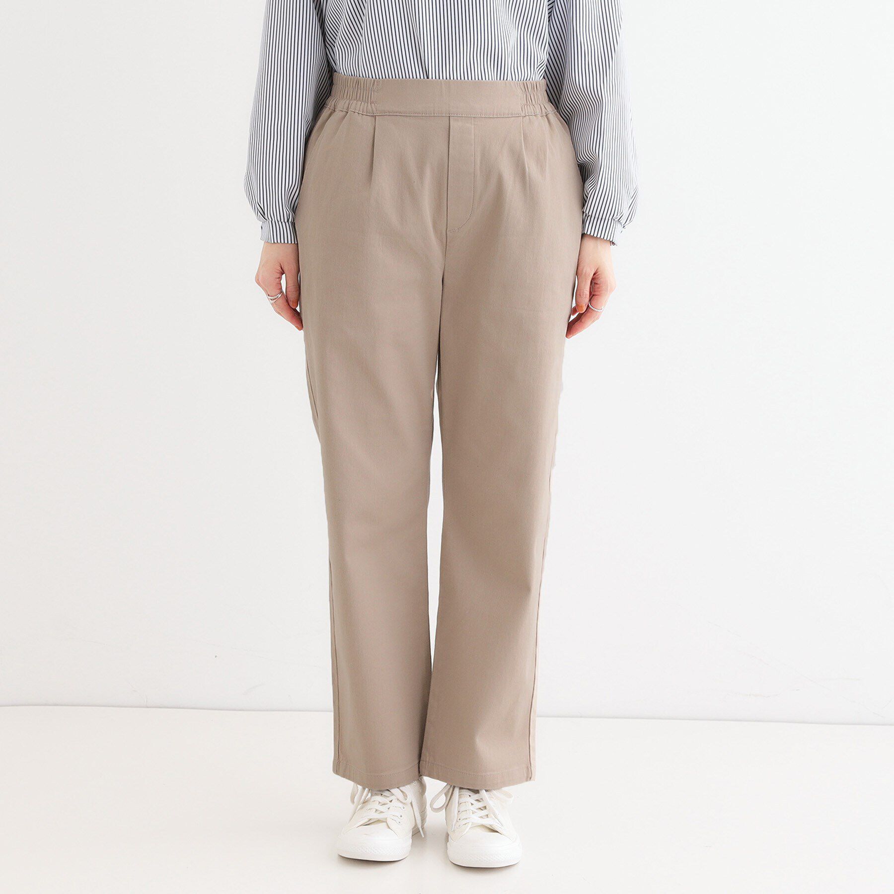 SHOO･LA･RUE「【洗える/S-3L】ストレッチで楽な穿き心地 綿イージーストレートパンツ」|その他|