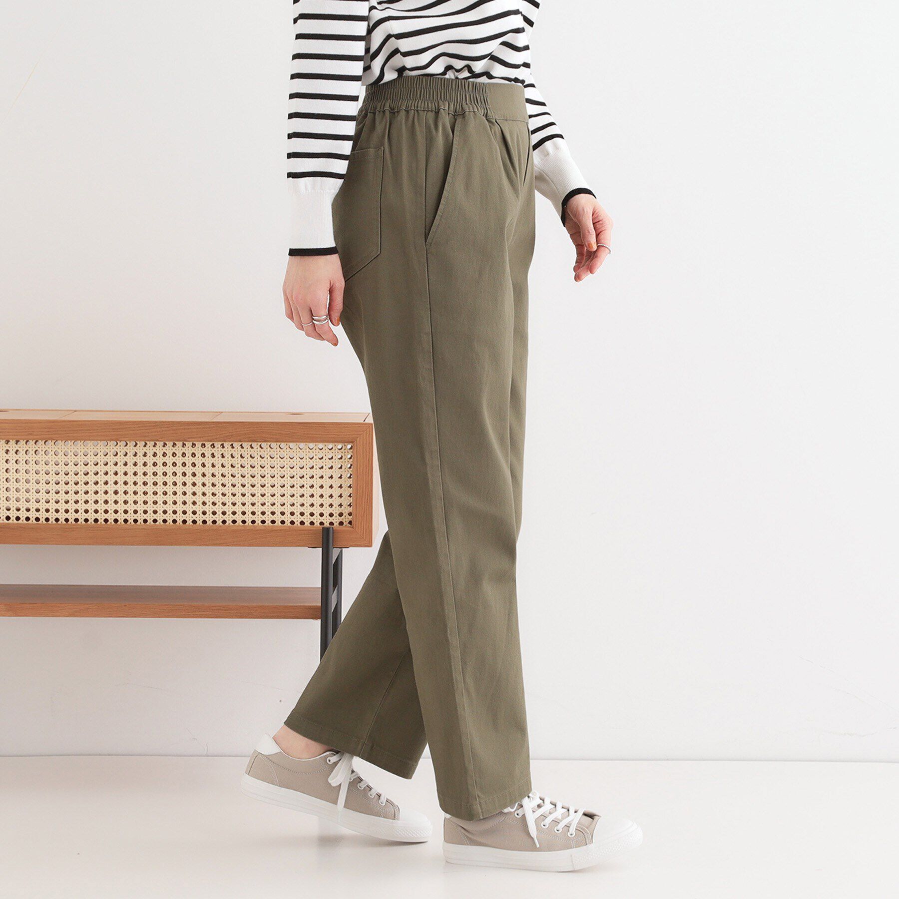 SHOO･LA･RUE「【洗える/S-3L】ストレッチで楽な穿き心地 綿イージーストレートパンツ」|その他|