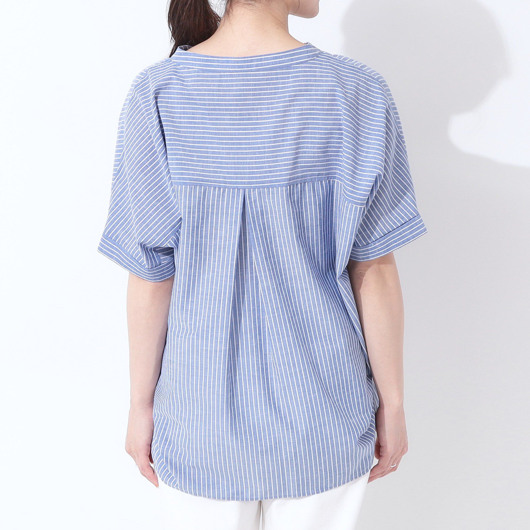 SHOO･LA･RUE「【高レビュー/洗える/UV/吸水速乾】洗濯後しわになりにくいリネンブレンドドルマンシャツ」|シャツ・ブラウス|