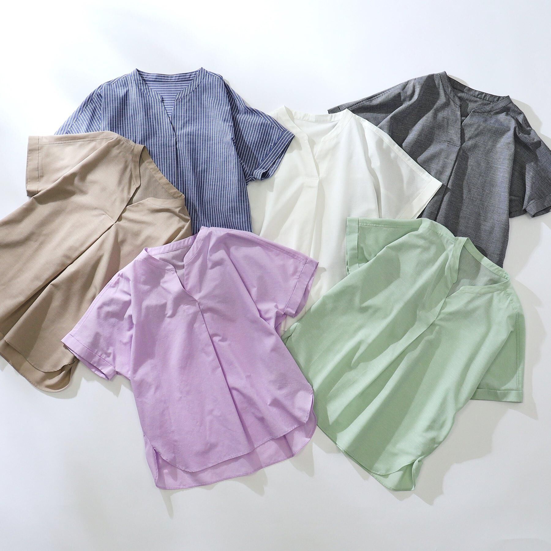 SHOO･LA･RUE「【高レビュー/洗える/UV/吸水速乾】洗濯後しわになりにくいリネンブレンドドルマンシャツ」|シャツ・ブラウス|