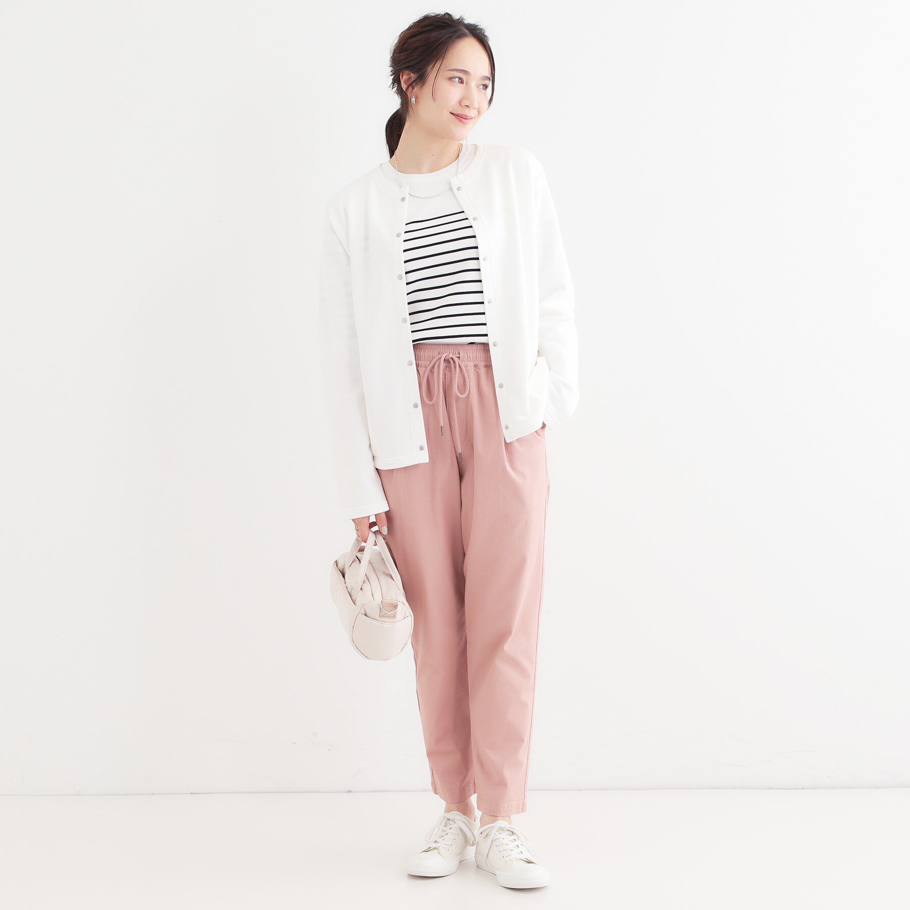 SHOO･LA･RUE「【洗える/S-LL】大人カジュアルコーデに ミニ裏毛スナップカーディガン」|カーディガン|